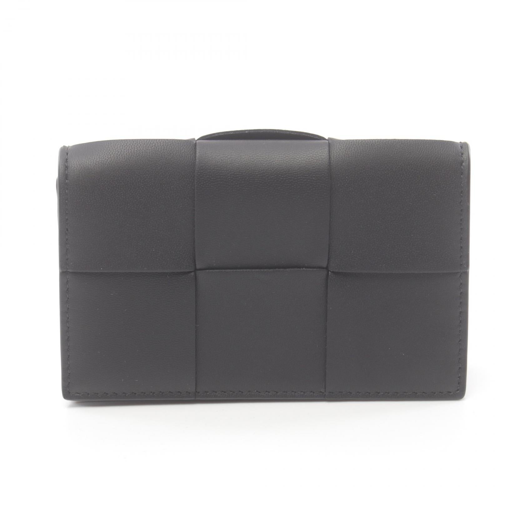 Bottega Veneta Leather Card Case Black