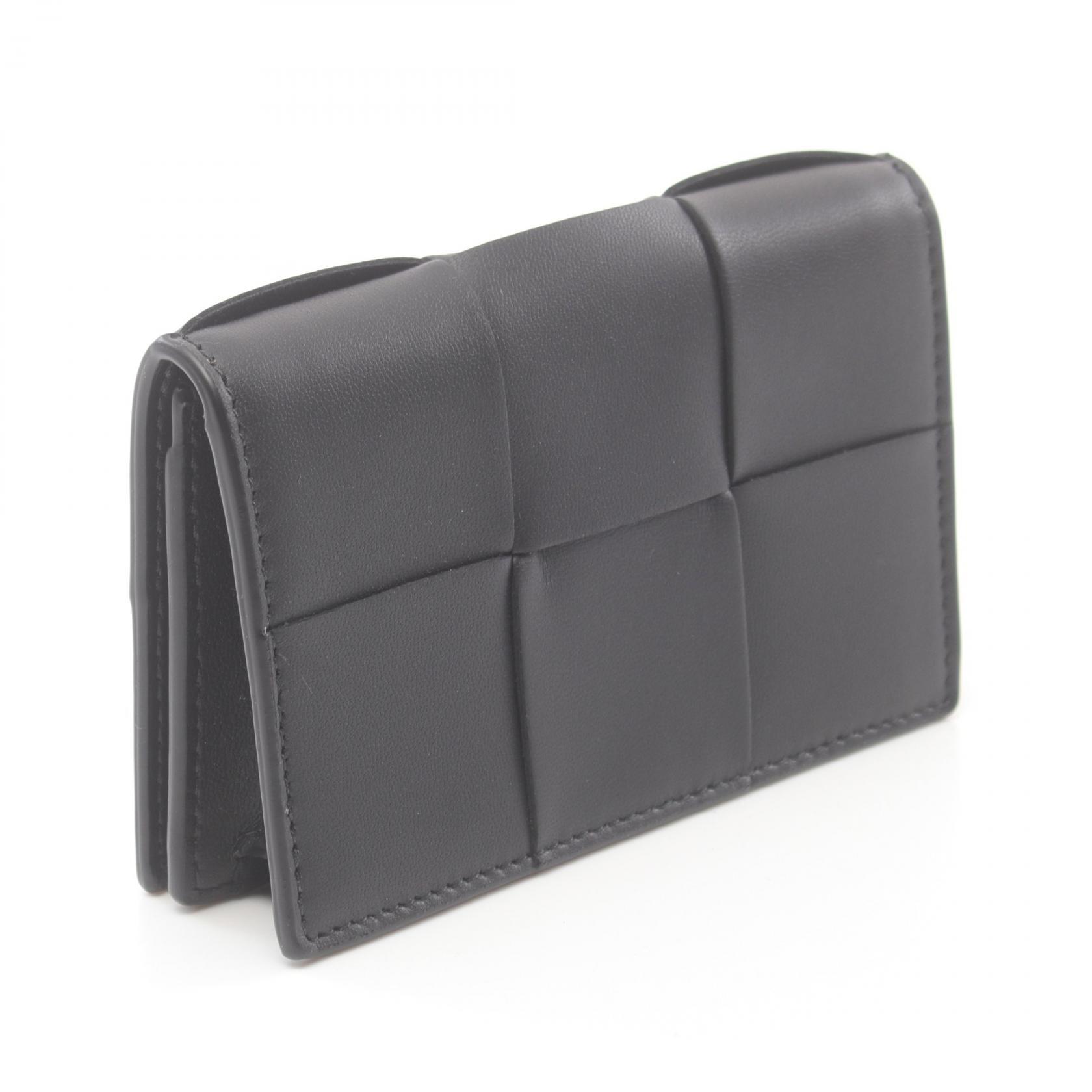 Bottega Veneta Leather Card Case Black