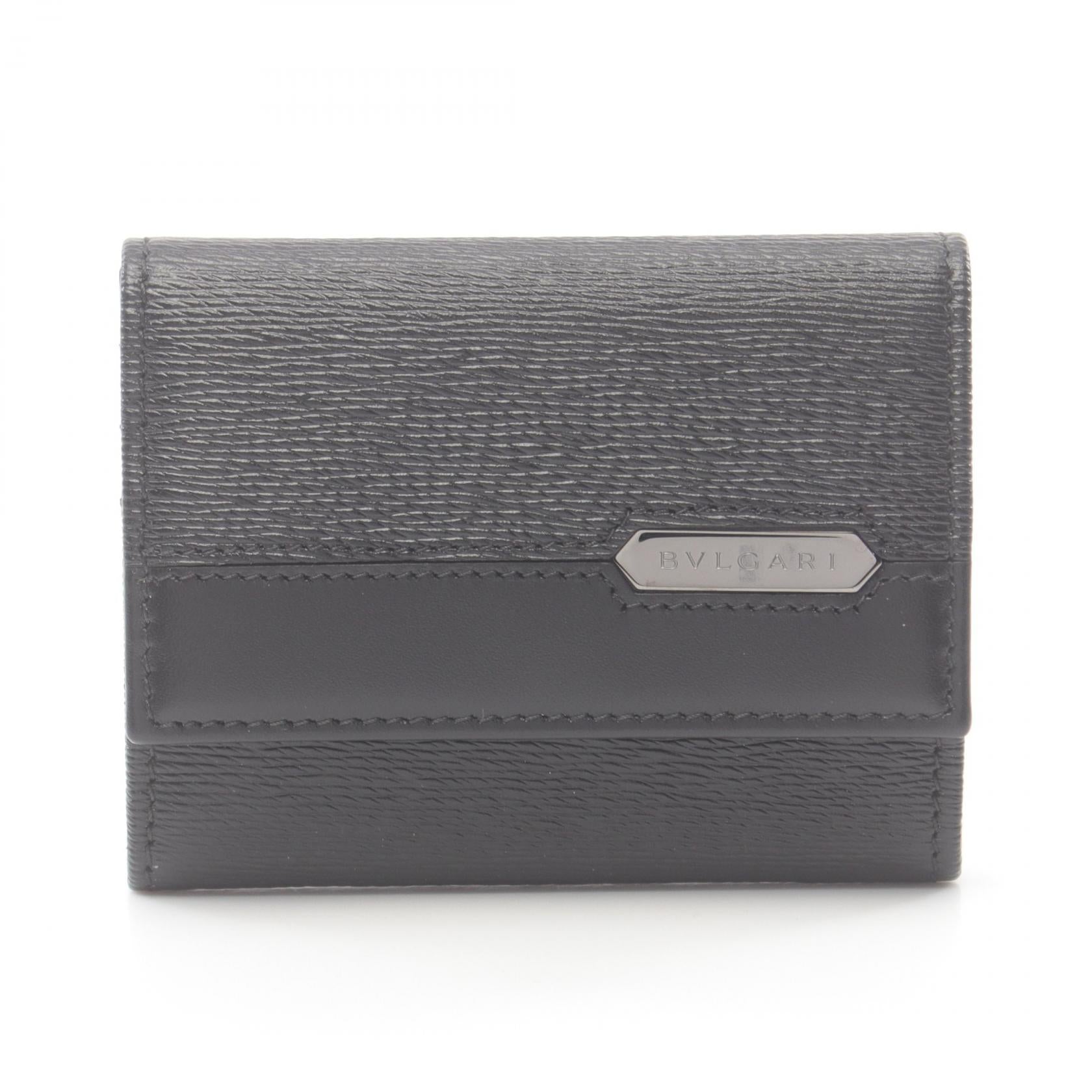 Bvlgari Leather Coin Case Wallet Black