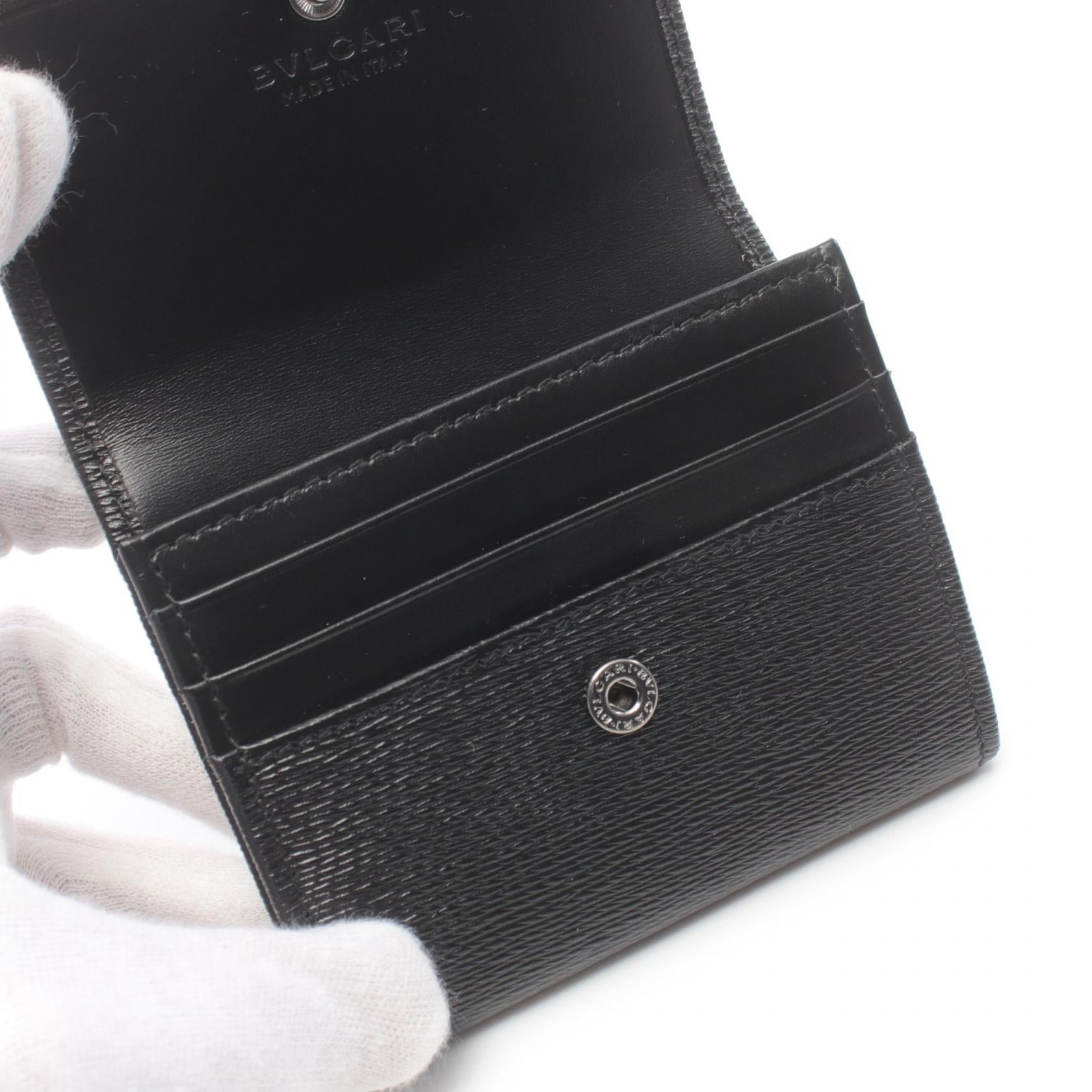 Bvlgari Leather Coin Case Wallet Black