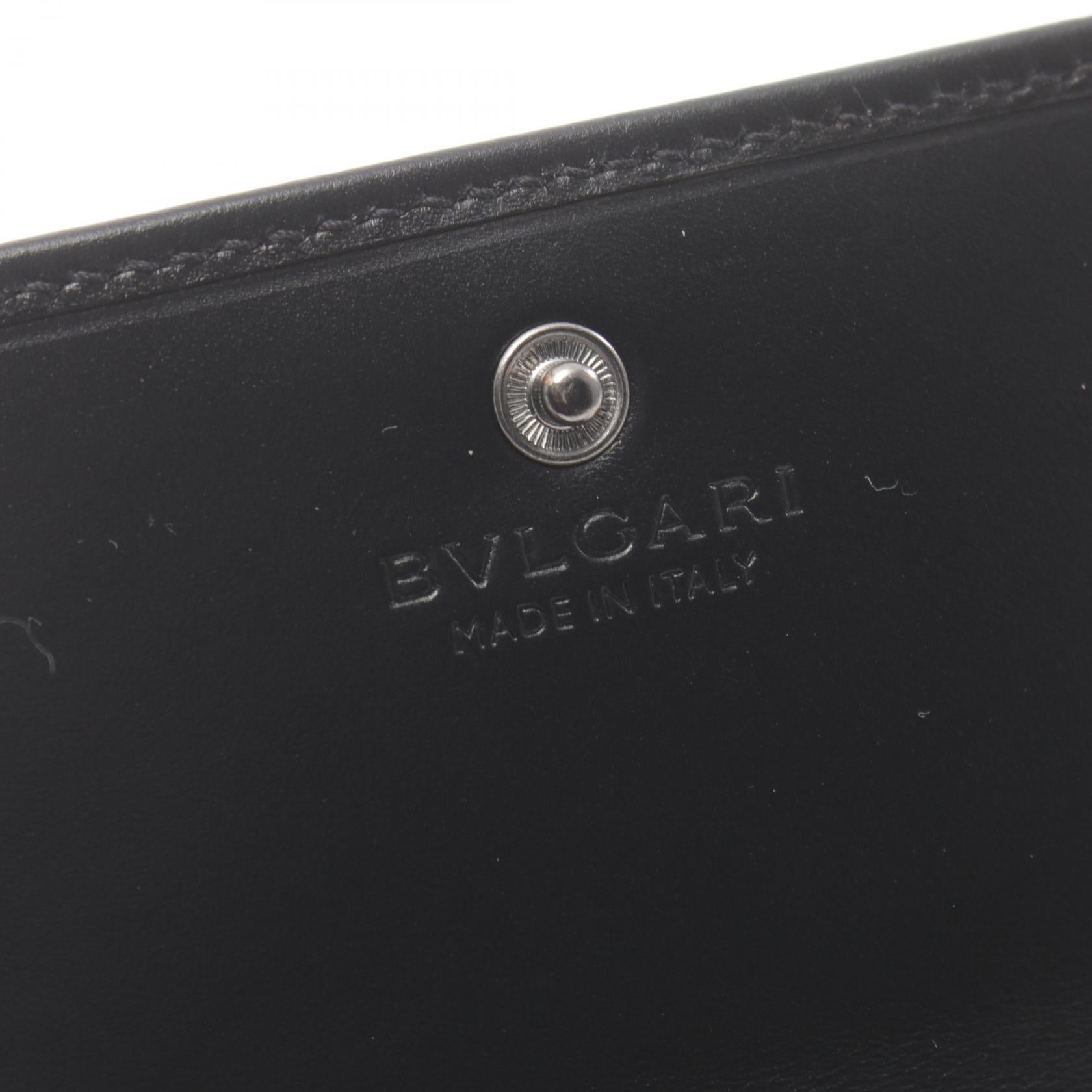 Bvlgari Leather Coin Case Wallet Black