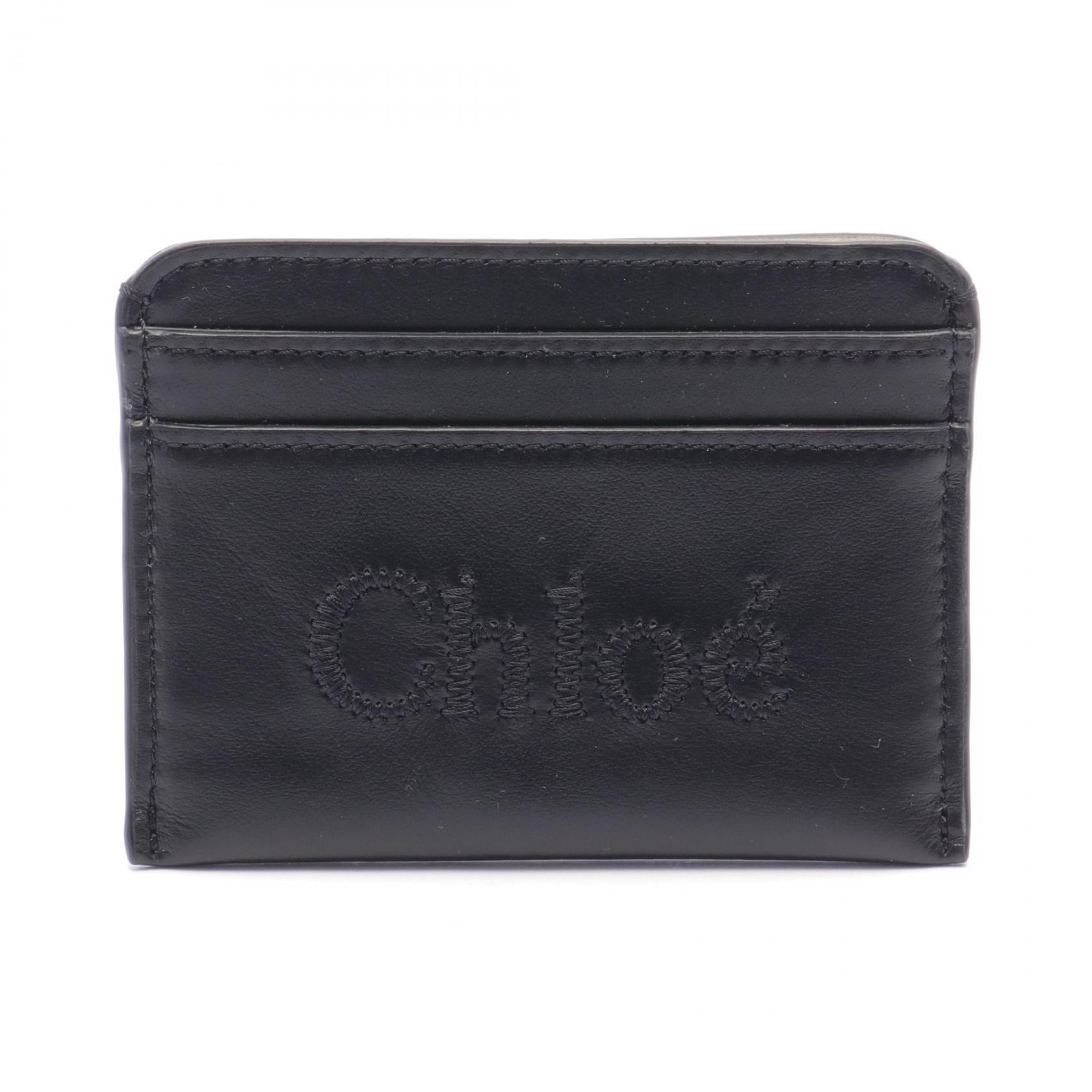 Chloe Leather Card Case Black CHC23SP868I10001