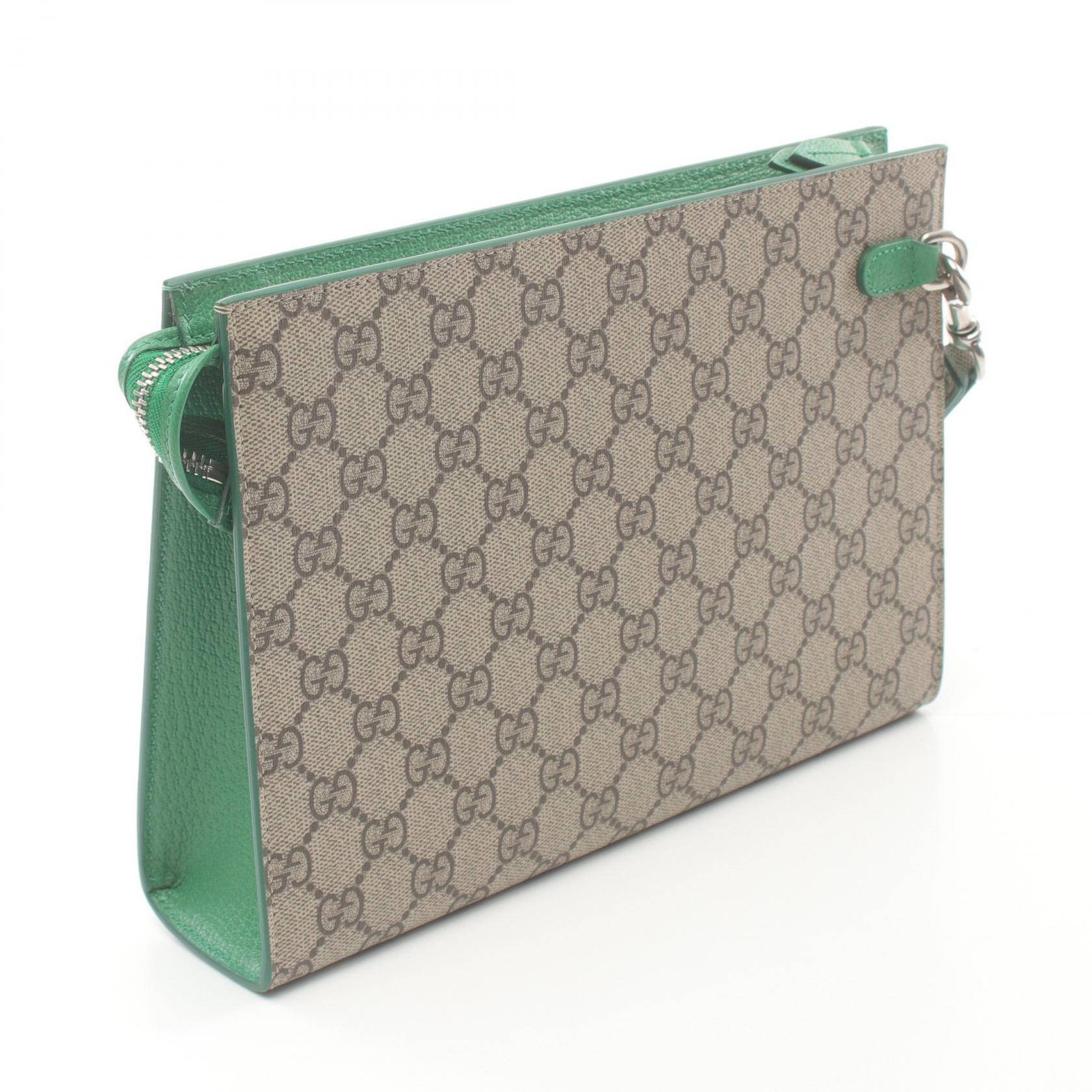 Gucci GG Supreme Clutch Bag PVC Canvas Leather