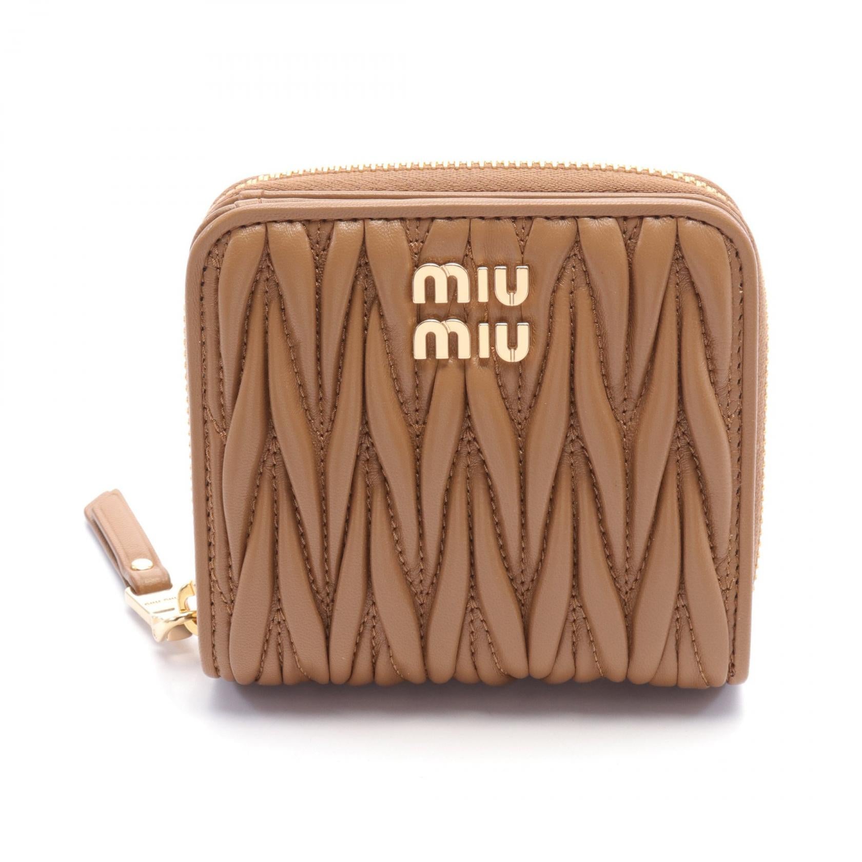 Miu Miu Matelasse Leather Wallet Brown