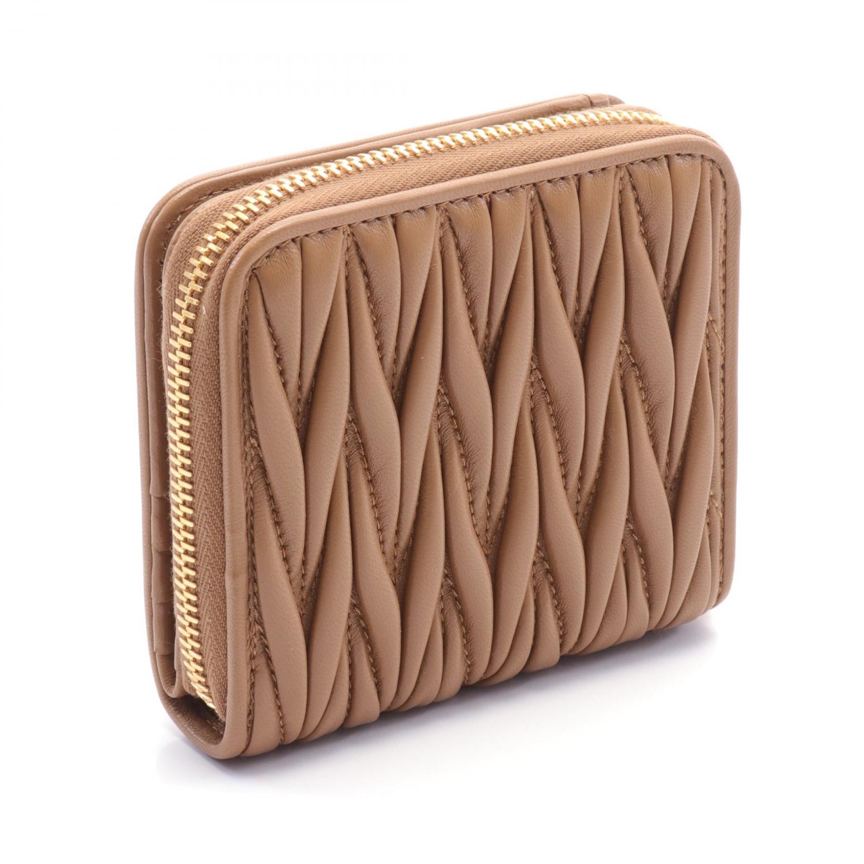 Miu Miu Matelasse Leather Wallet Brown