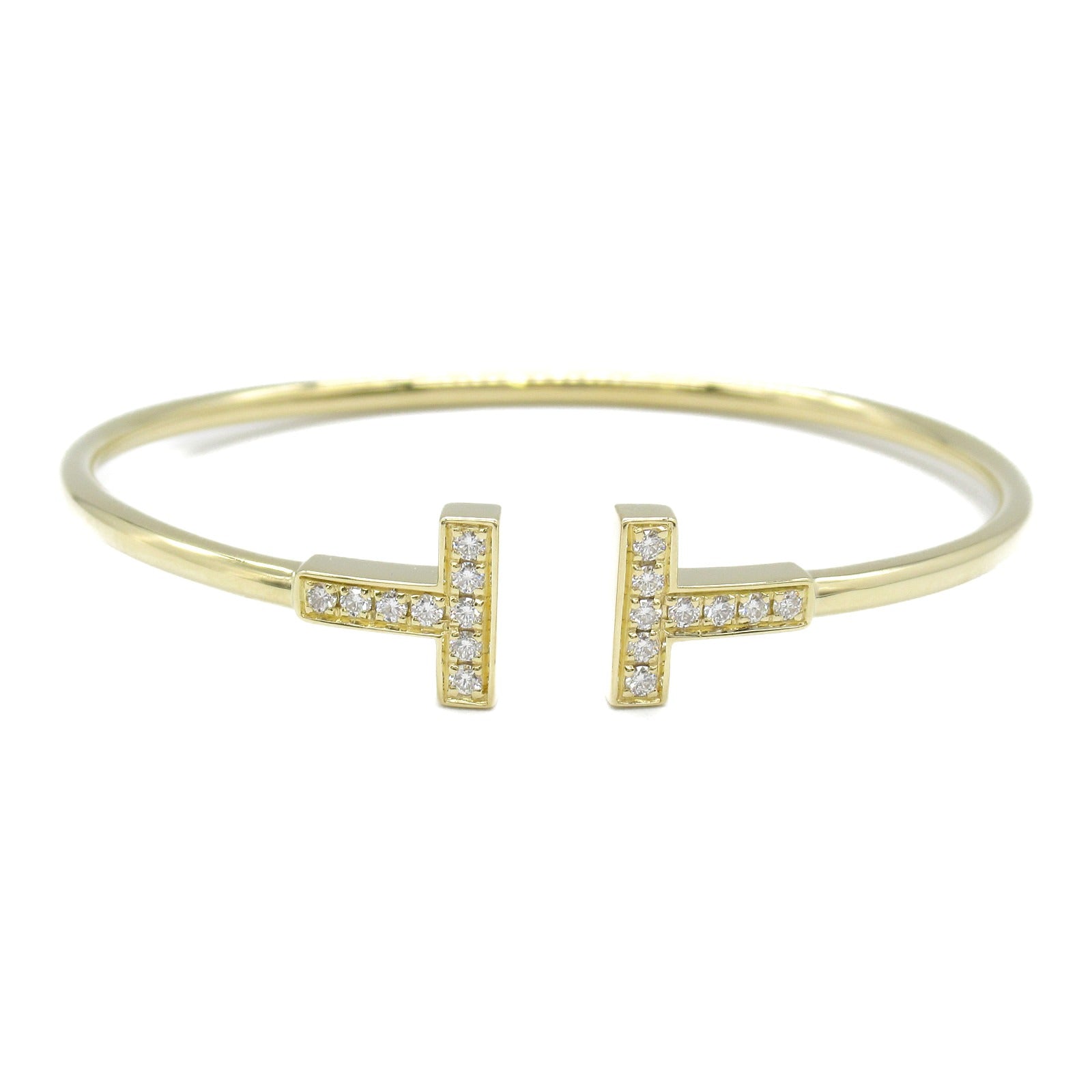 Tiffany & Co T Wire Bangle K18 Yellow Gold Diamond