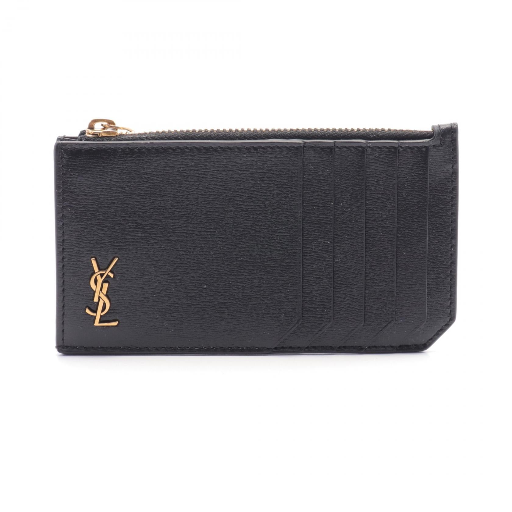 Saint Laurent Leather Coin Case Black