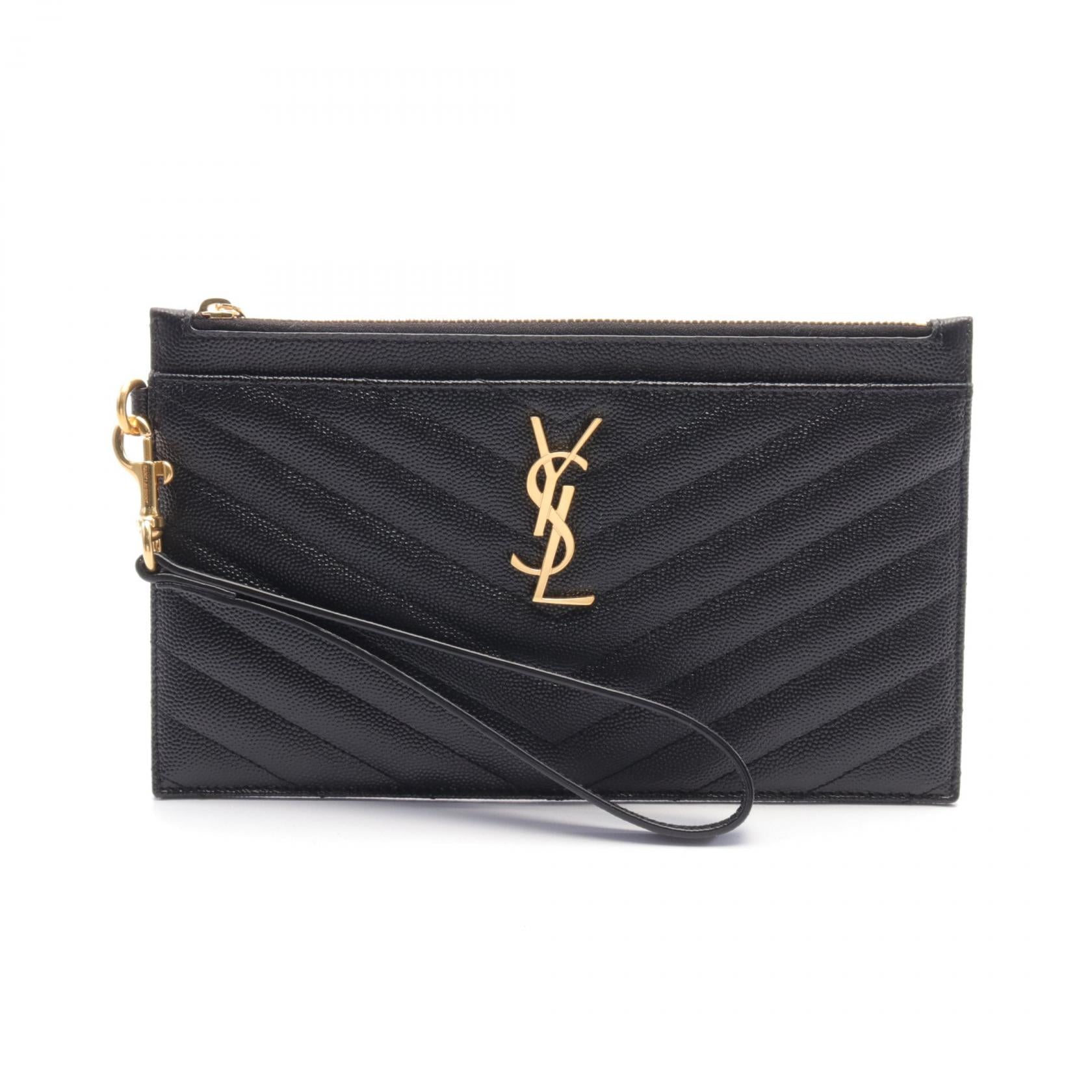 Saint Laurent Leather Monogram Clutch Bag