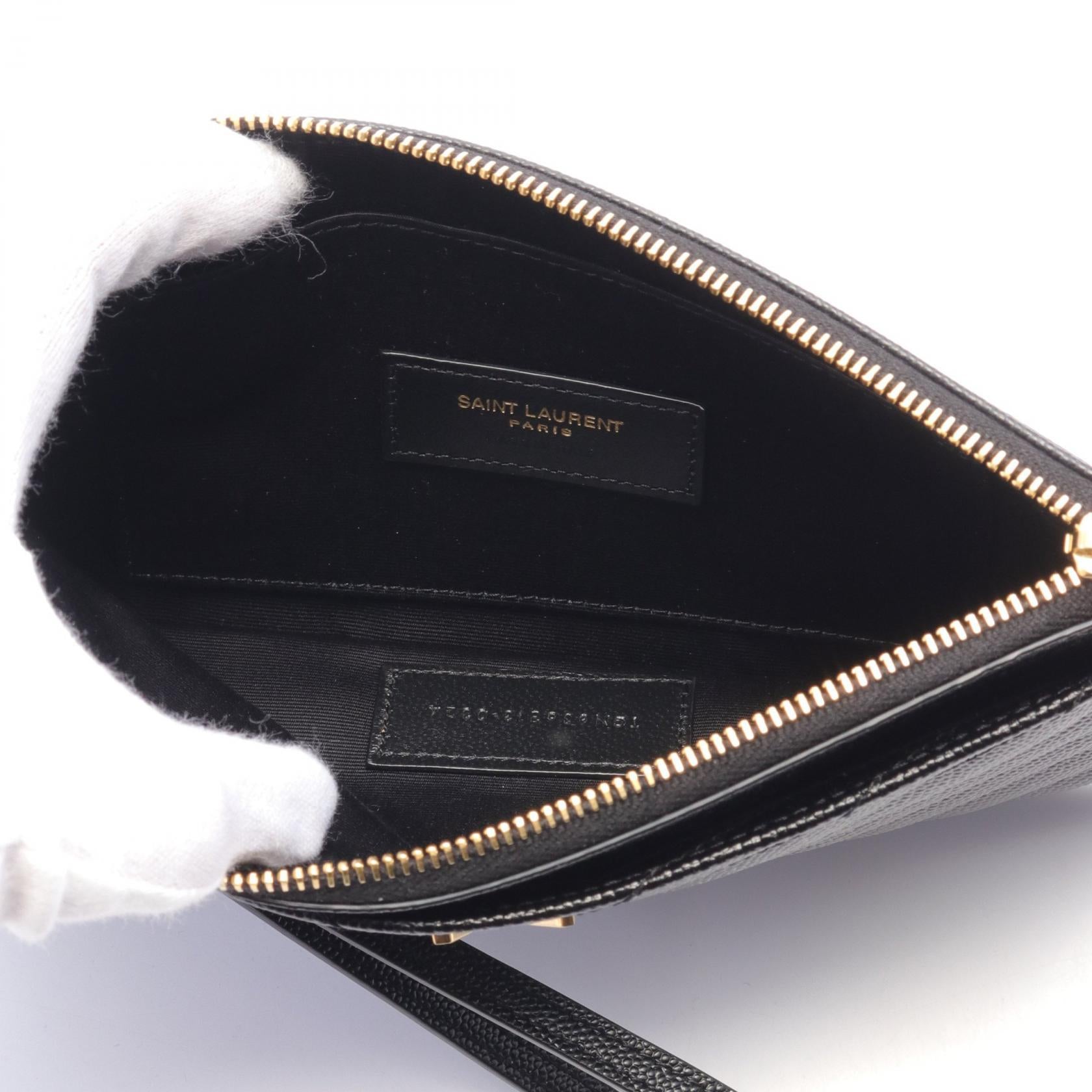 Saint Laurent Leather Monogram Clutch Bag