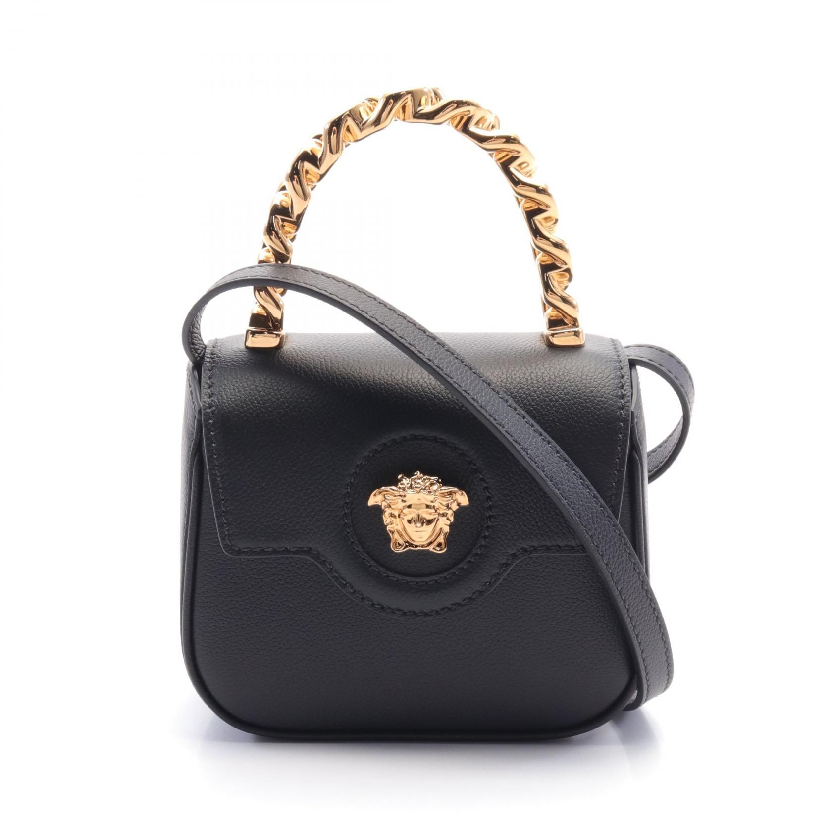 Versace Medusa Leather Handbag Black