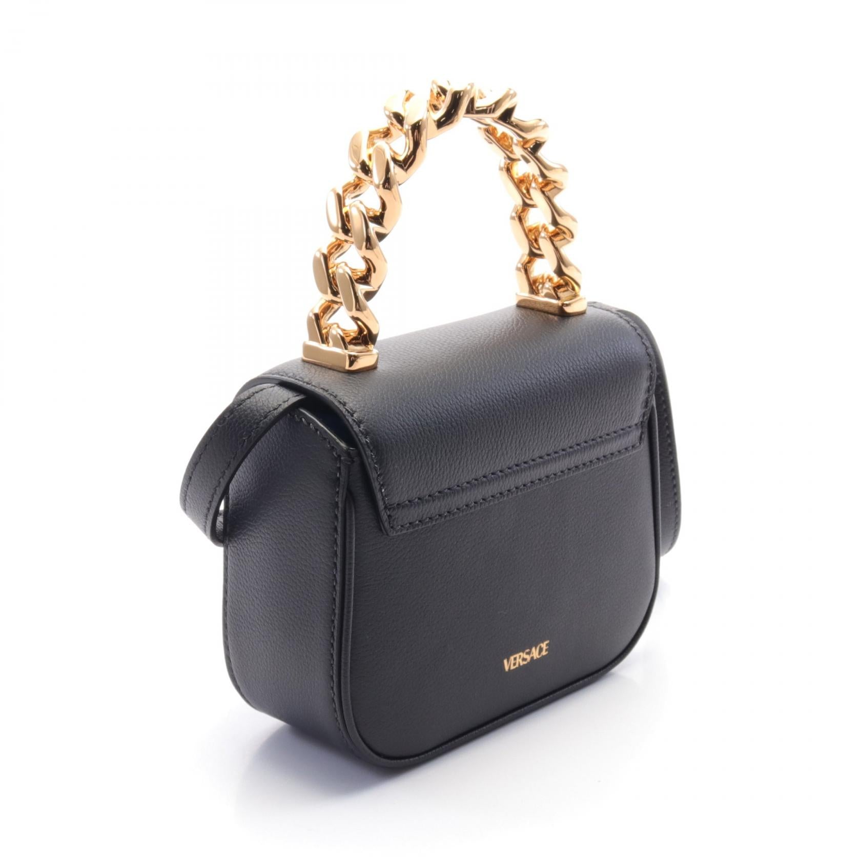 Versace Medusa Leather Handbag Black