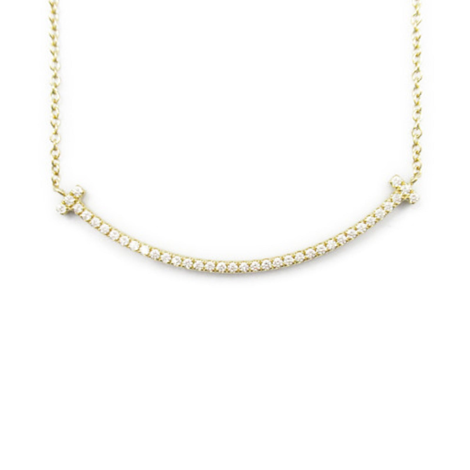 Tiffany & Co T Smile Diamond Necklace K18 YG