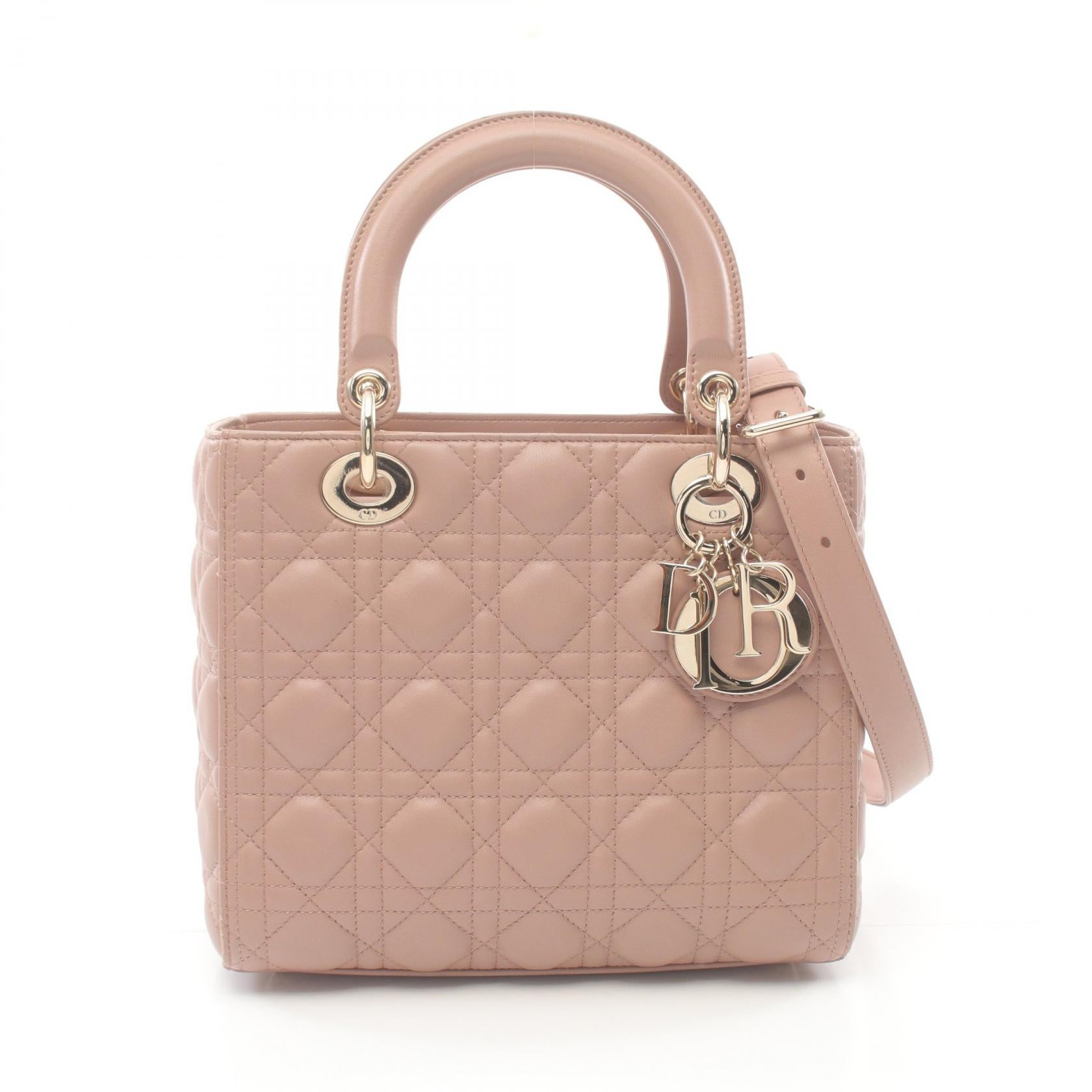 Dior Lady Dior Cannage Leather Handbag Pink