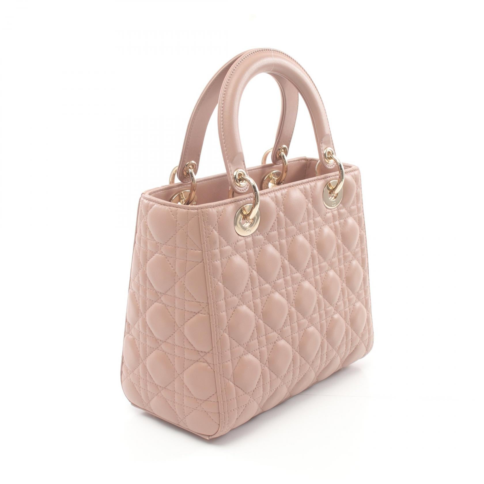 Dior Lady Dior Cannage Leather Handbag Pink