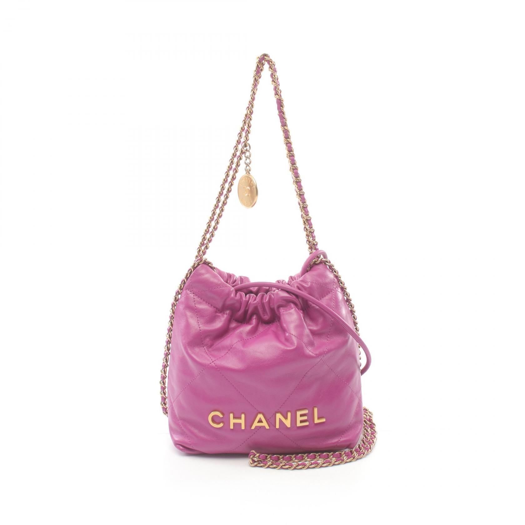 Chanel 22 Mini Leather Shoulder Bag Pink