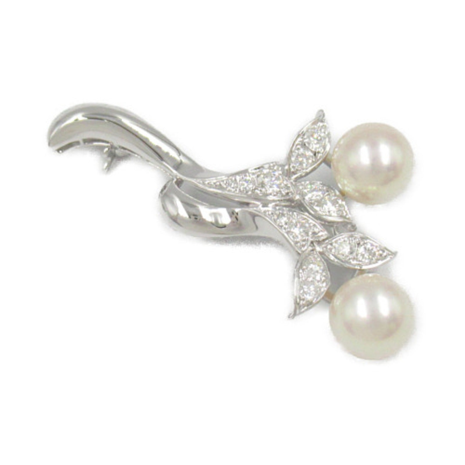 MIKIMOTO Akoya Pearl Diamond Brooch K14WG