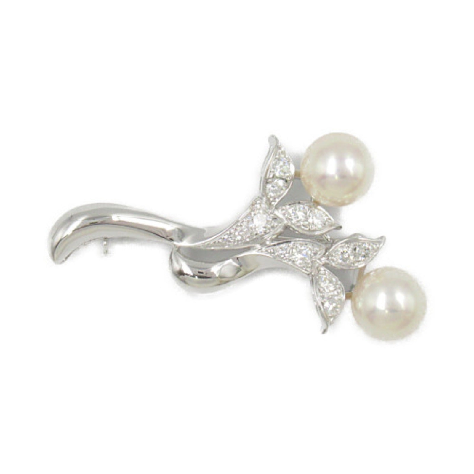 MIKIMOTO Akoya Pearl Diamond Brooch K14WG