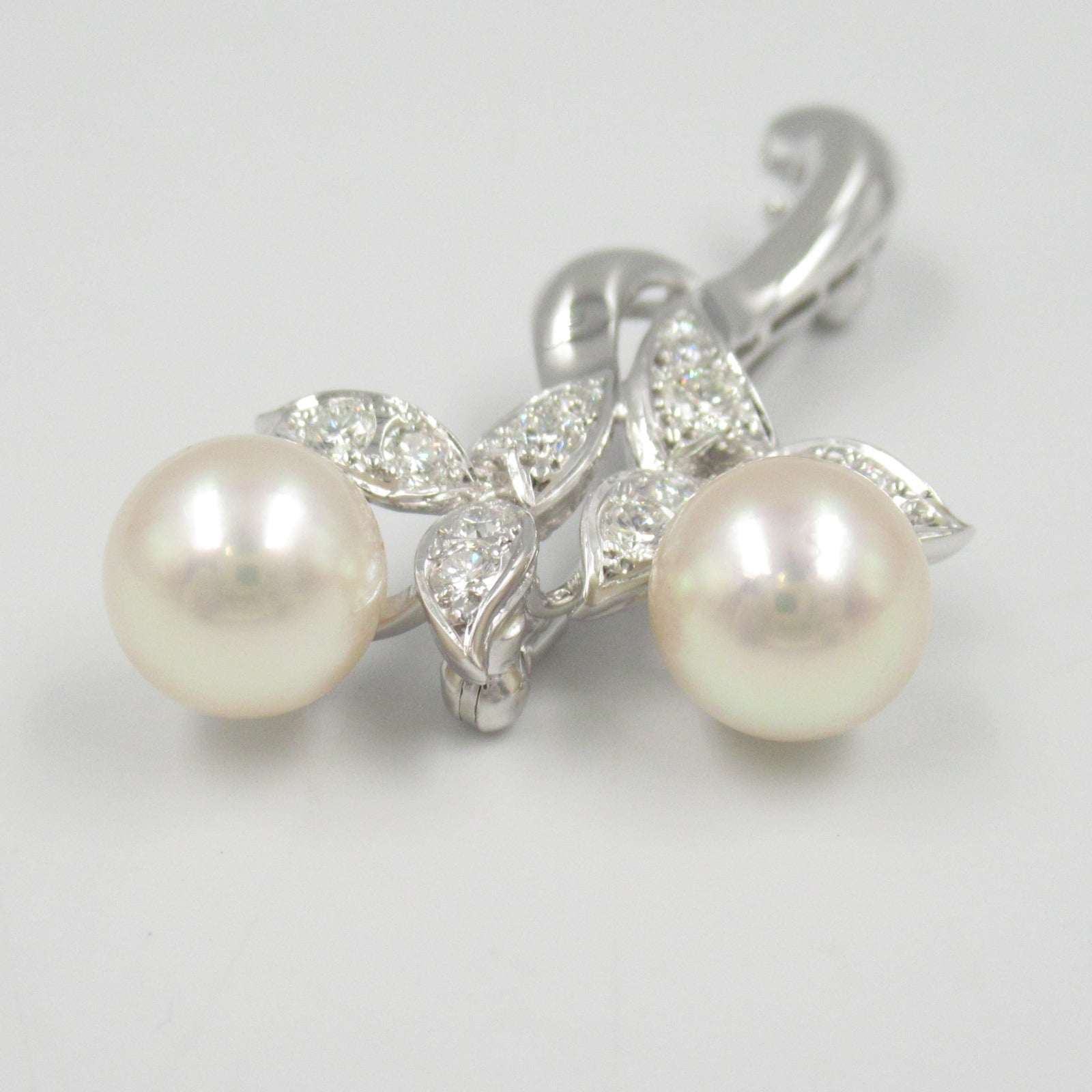 MIKIMOTO Akoya Pearl Diamond Brooch K14WG