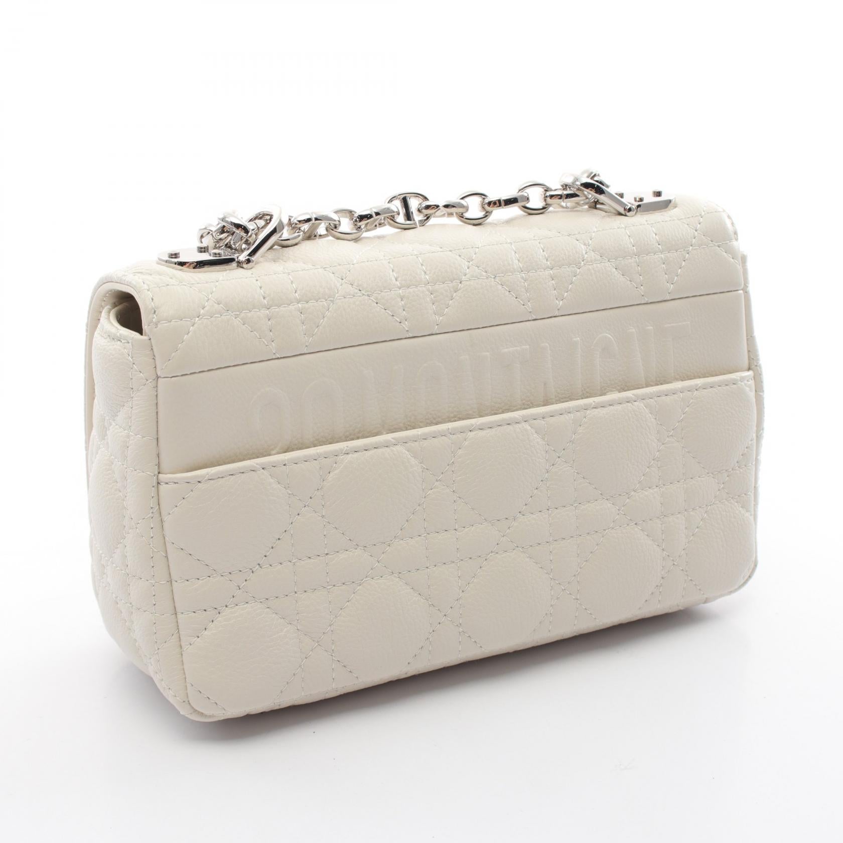 Dior Caro Small Cannage Shoulder Bag White