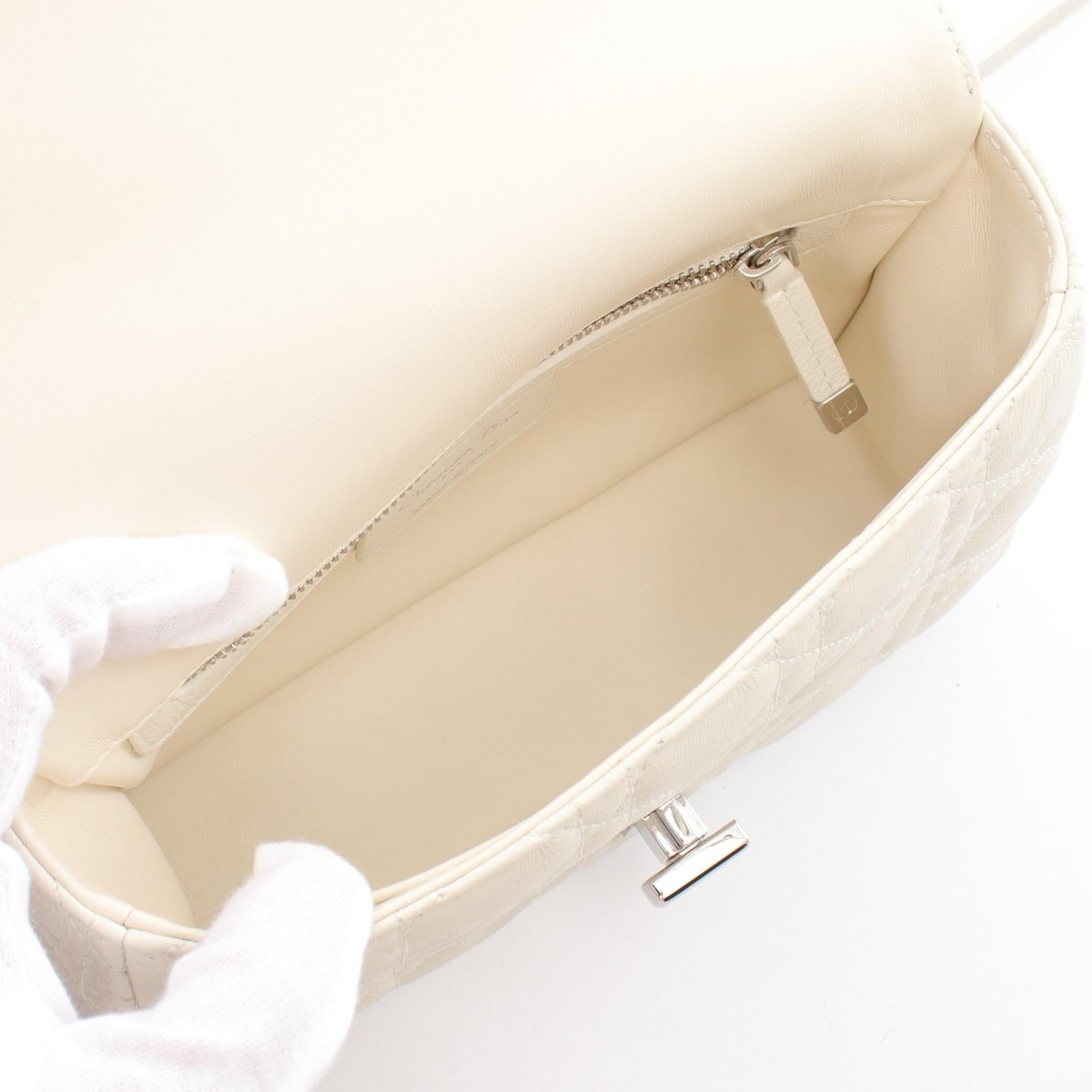 Dior Caro Small Cannage Shoulder Bag White