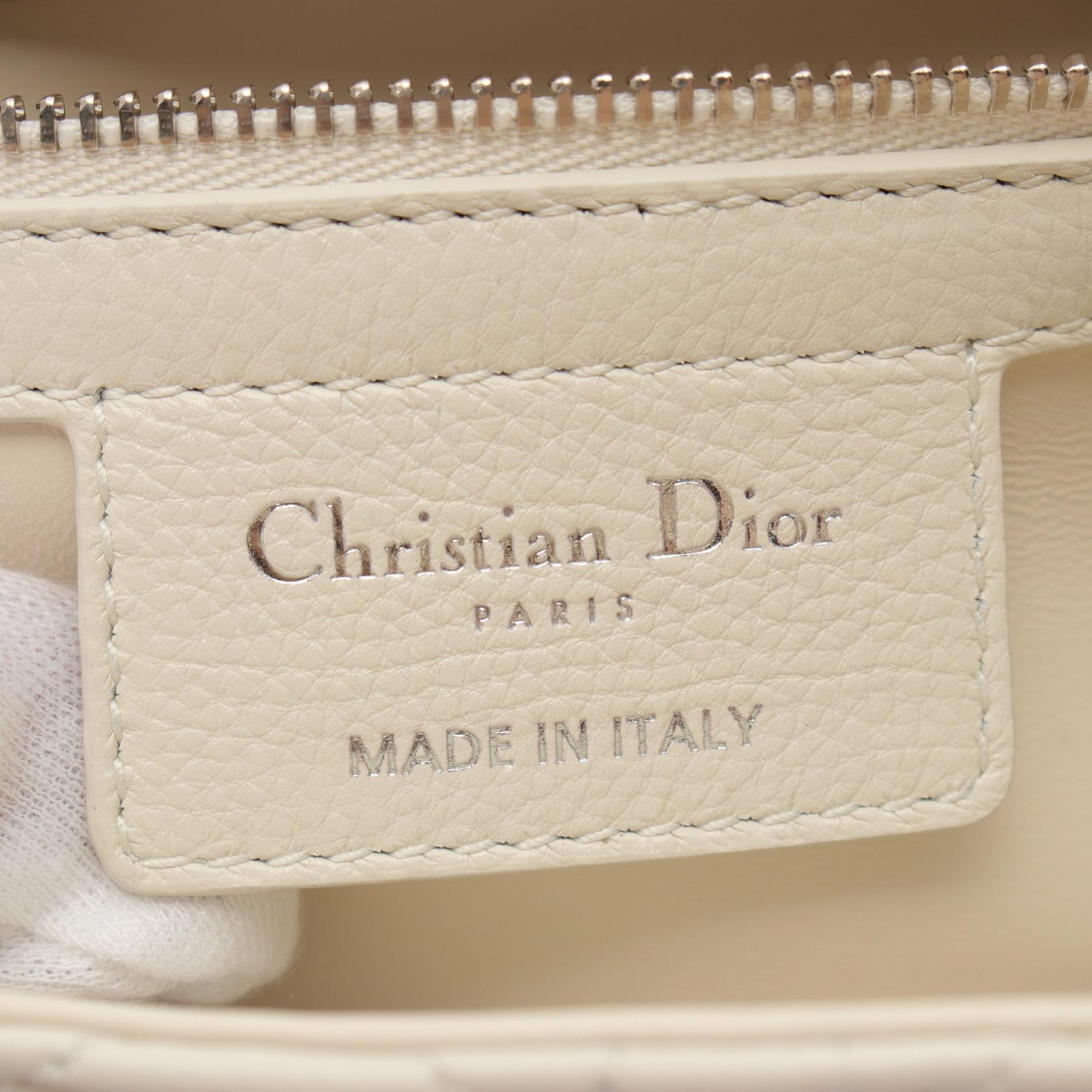 Dior Caro Small Cannage Shoulder Bag White