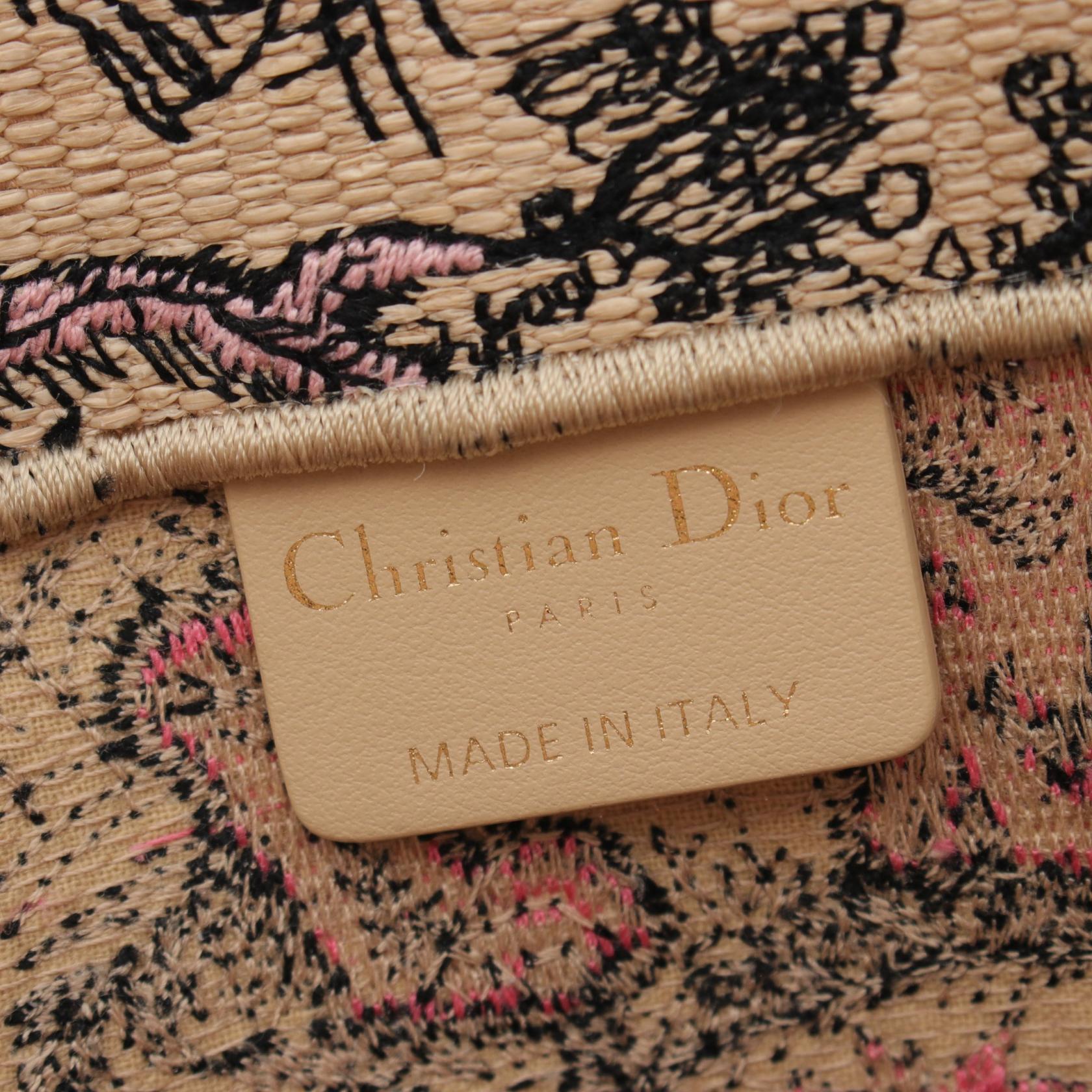 Dior Dioriviera Book Tote Medium Canvas Raffia Bag