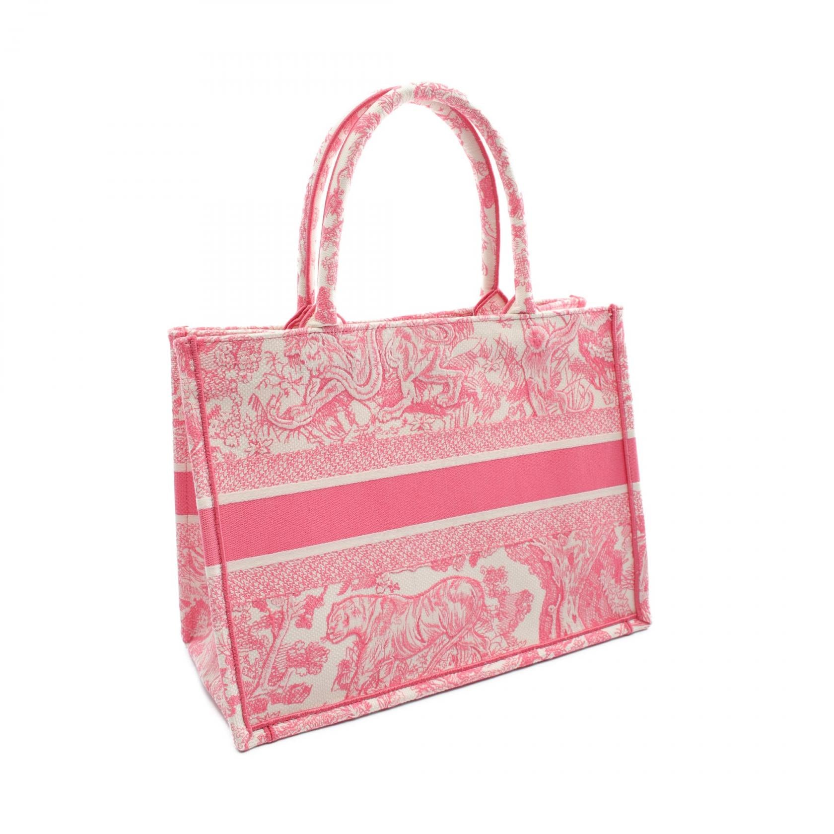 Christian Dior Book Tote Canvas Bag Pink/White