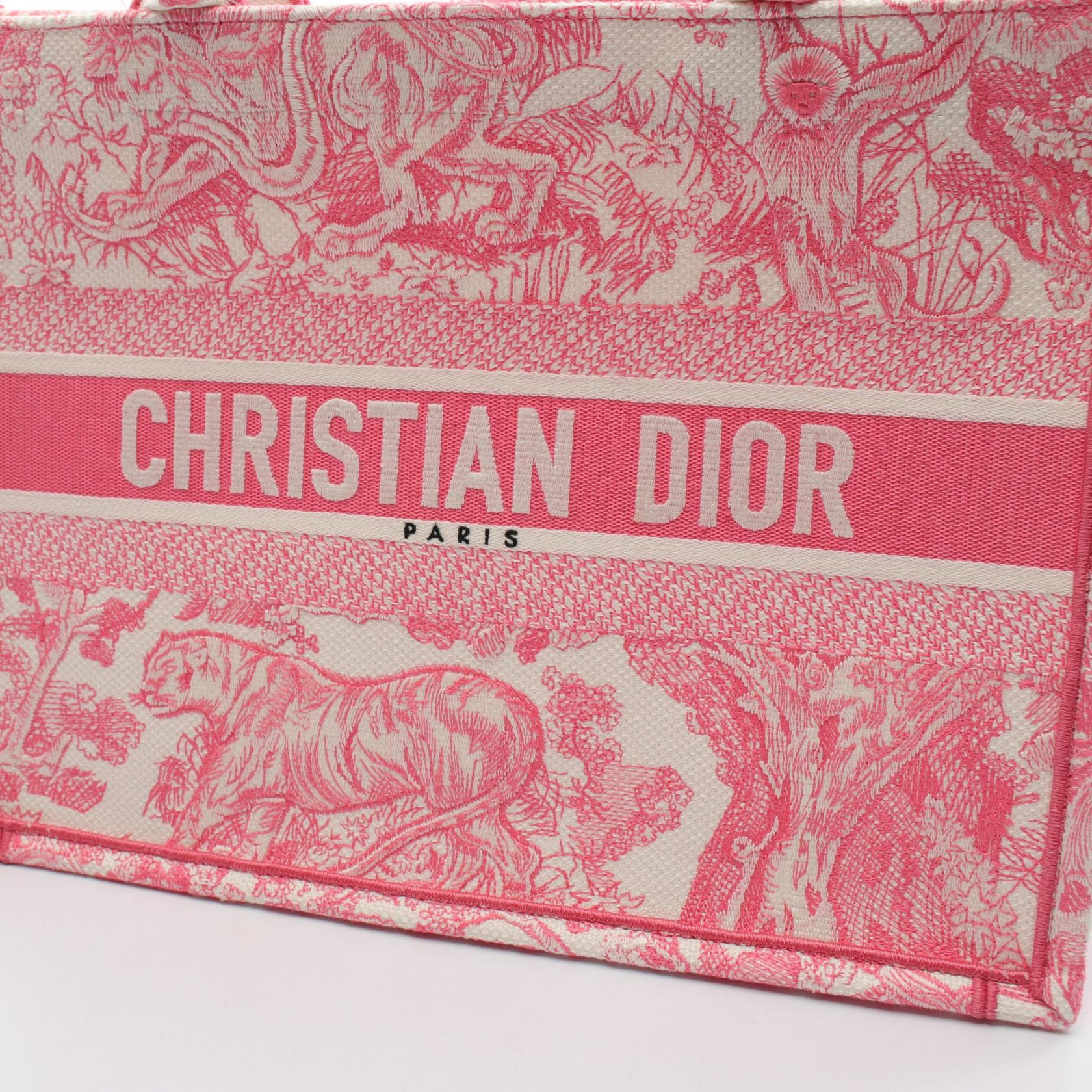 Christian Dior Book Tote Canvas Bag Pink/White