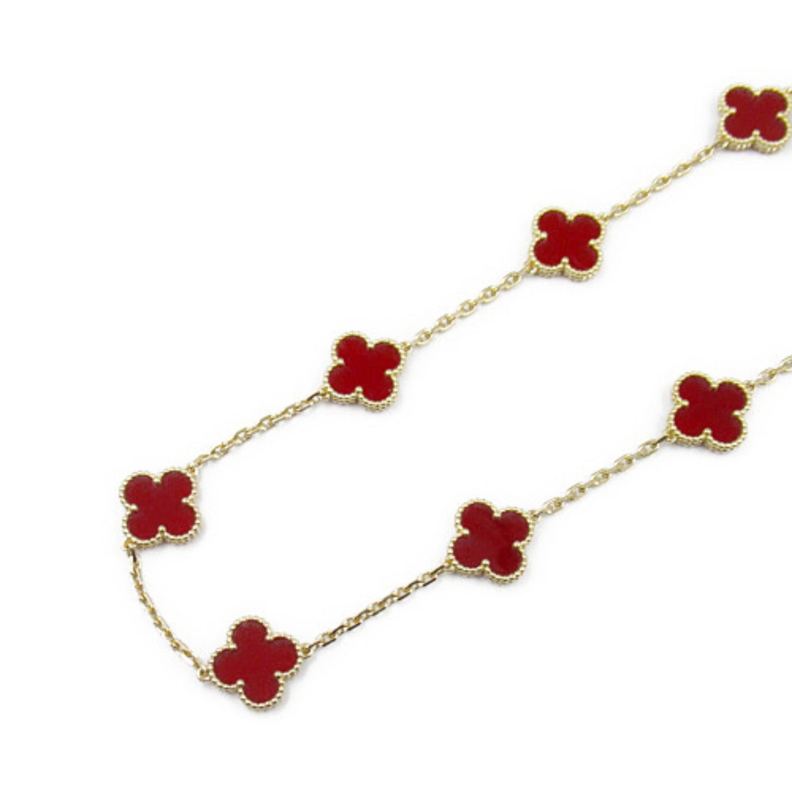 Van Cleef & Arpels Vintage Alhambra Carnelian Necklace K18 YG