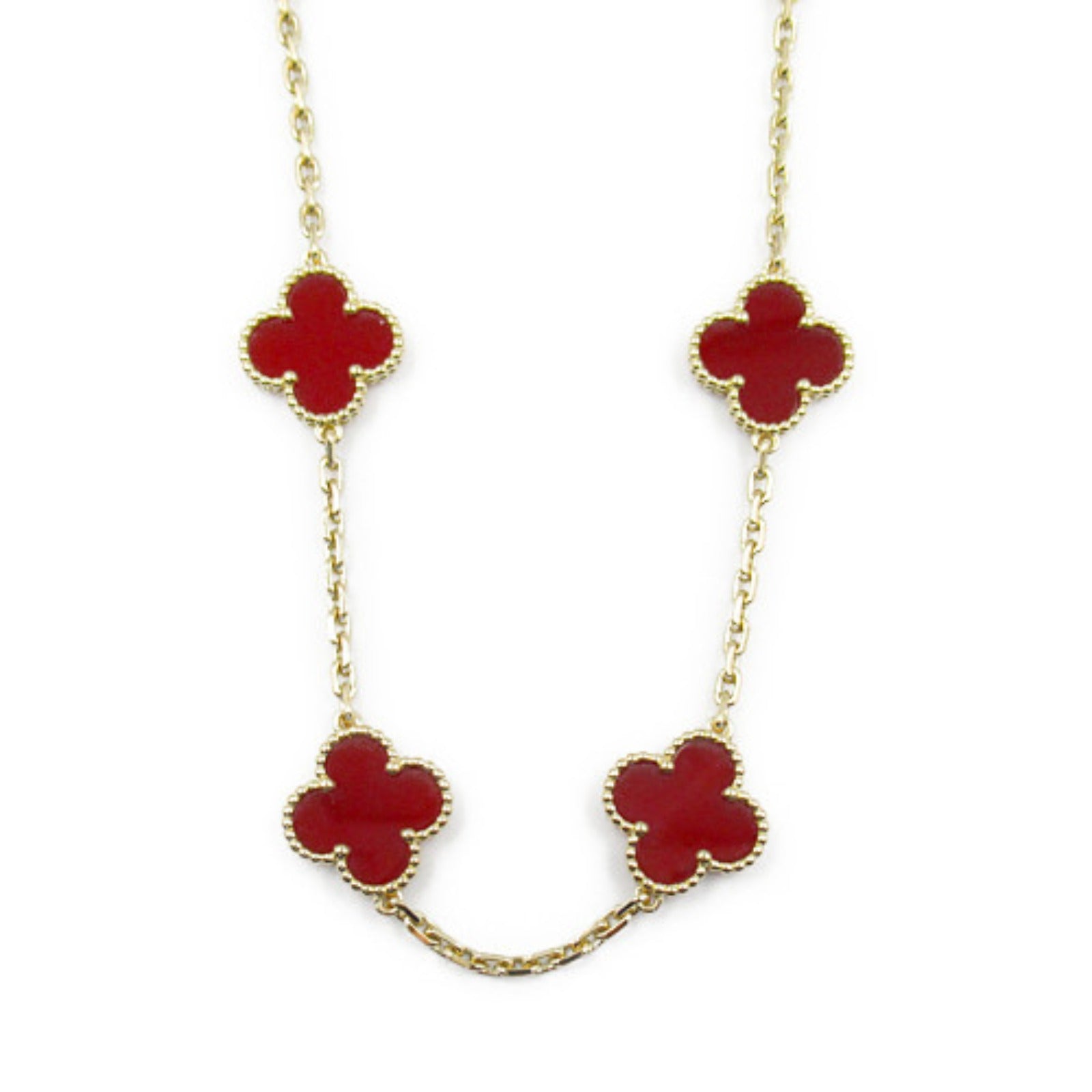 Van Cleef & Arpels Vintage Alhambra Carnelian Necklace K18 YG