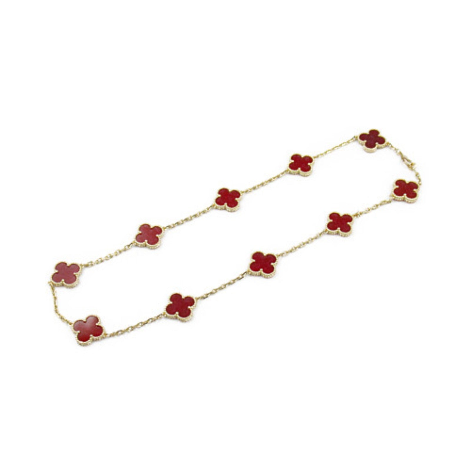 Van Cleef & Arpels Vintage Alhambra Carnelian Necklace K18 YG