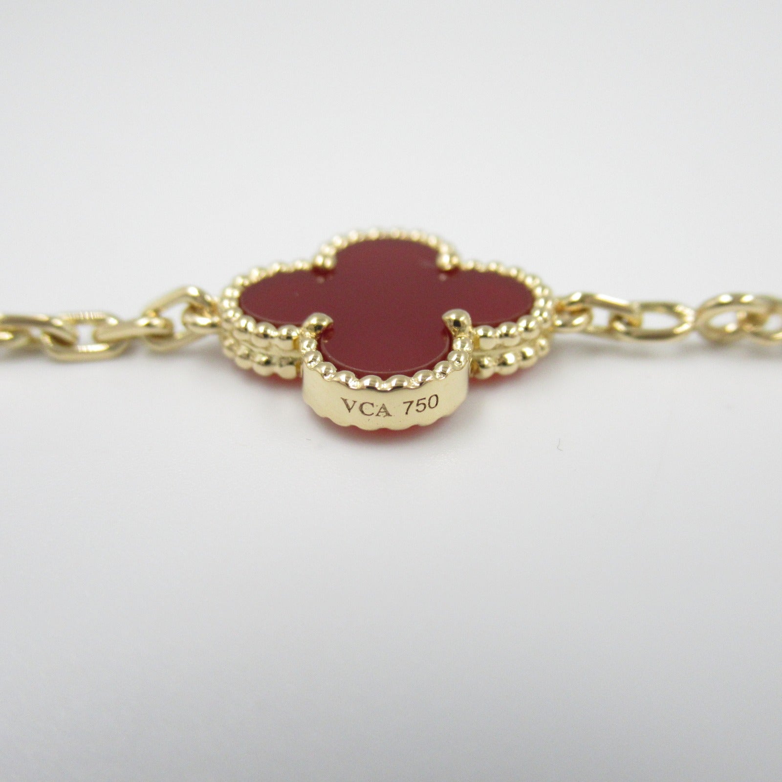 Van Cleef & Arpels Vintage Alhambra Carnelian Necklace K18 YG