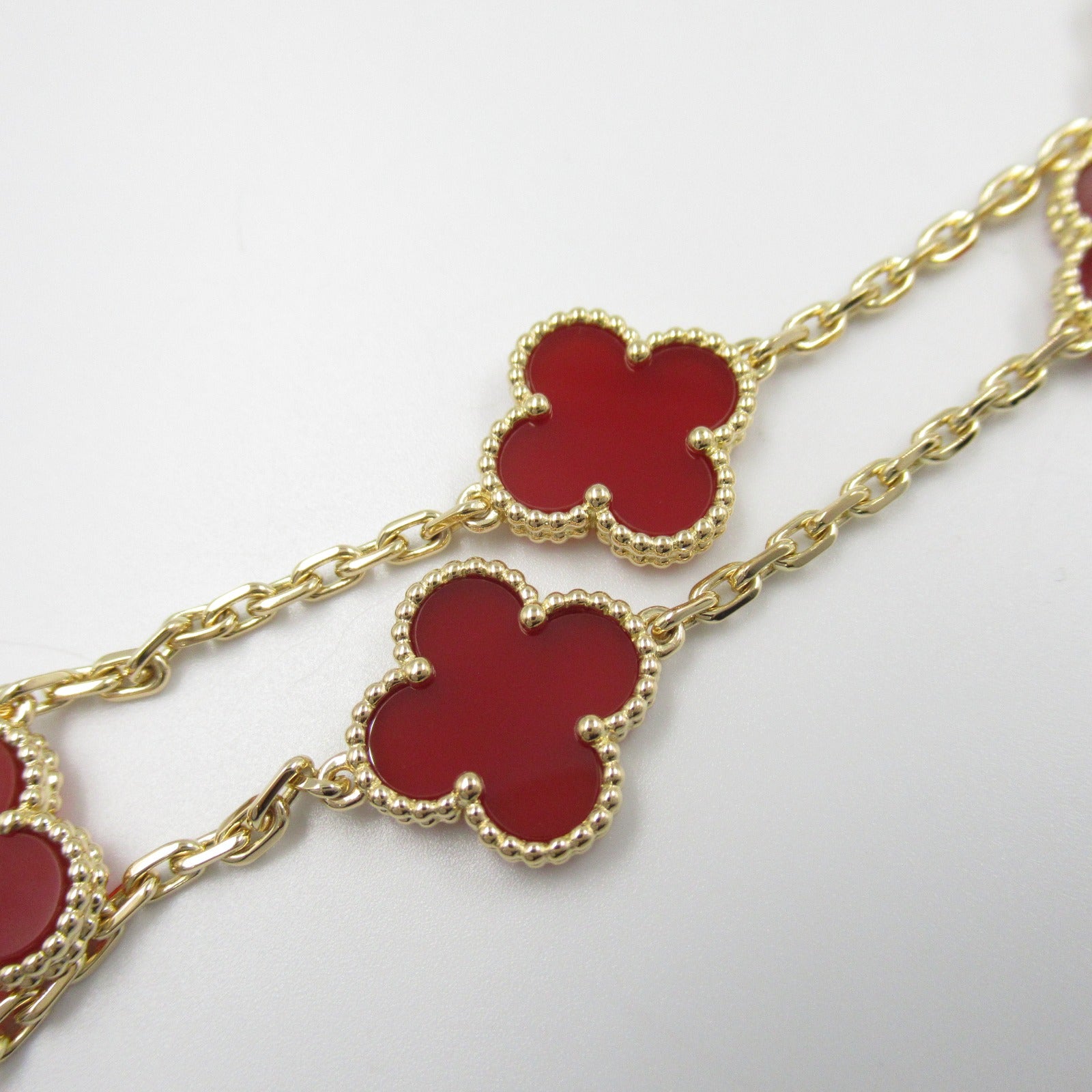 Van Cleef & Arpels Vintage Alhambra Carnelian Necklace K18 YG