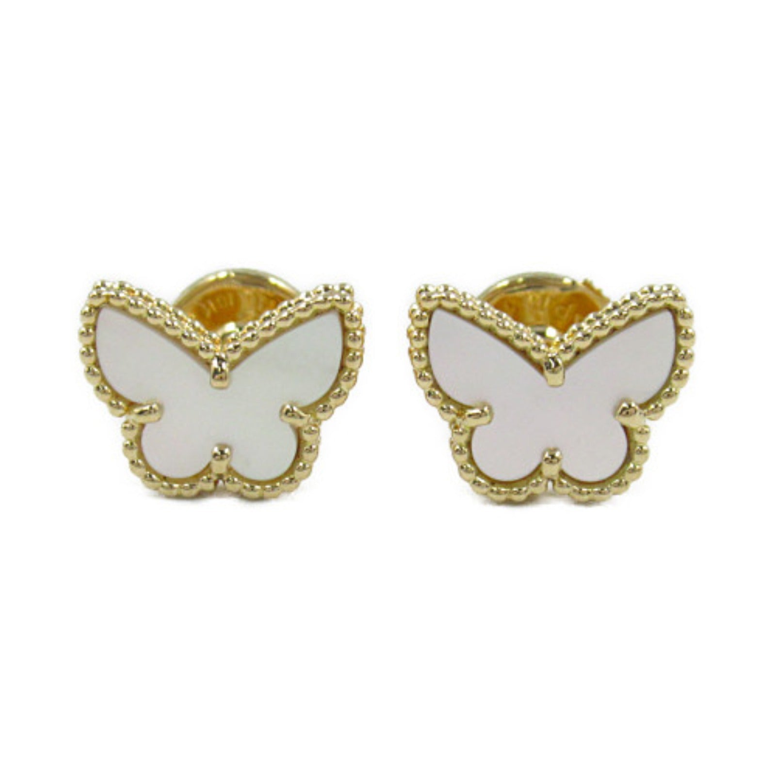 Van Cleef & Arpels Sweet Alhambra Butterfly Shell Earrings K18 YG