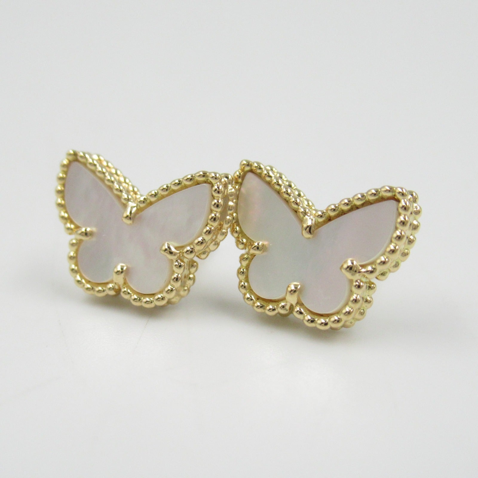 Van Cleef & Arpels Sweet Alhambra Butterfly Shell Earrings K18 YG