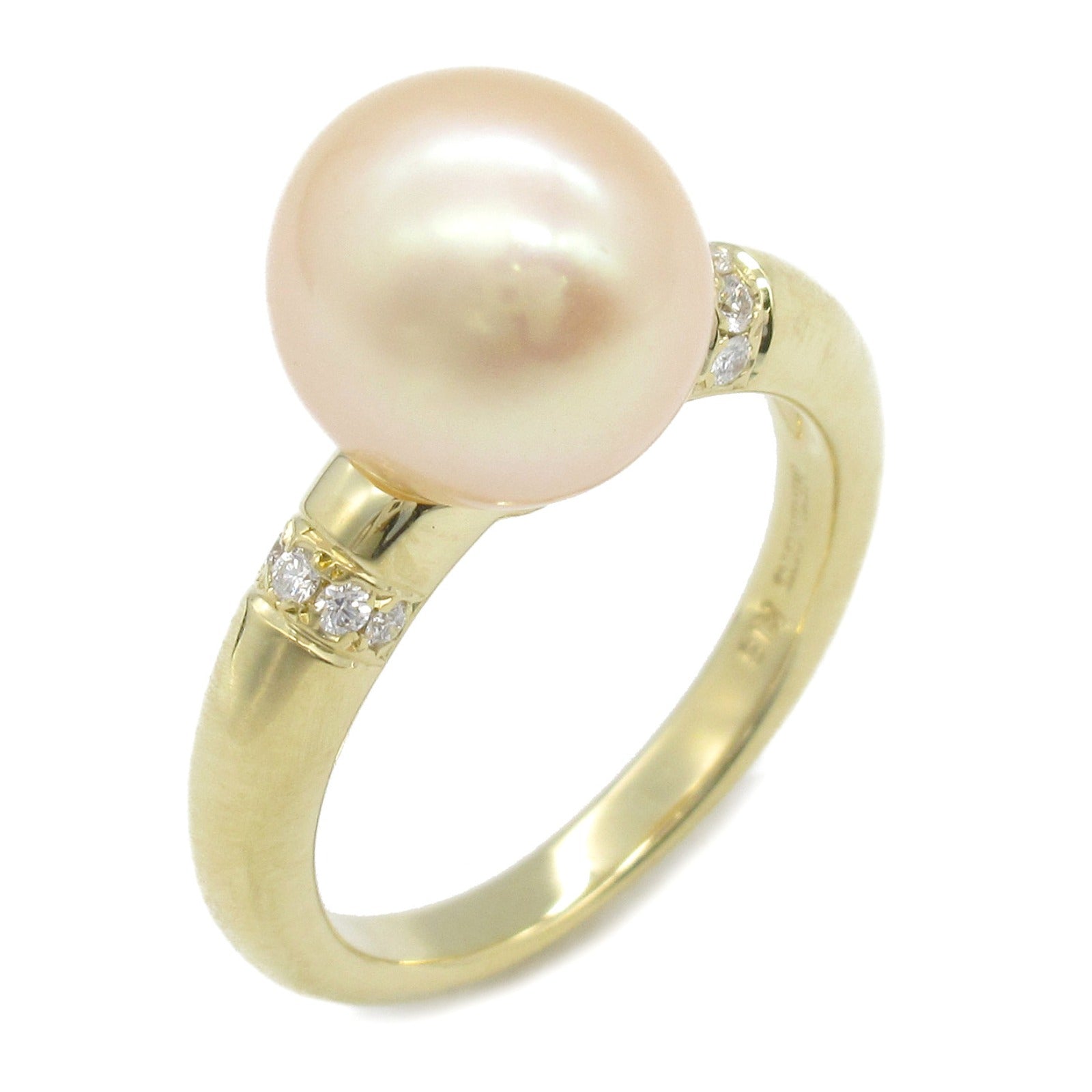 Mikimoto Freshwater Pearl Diamond Ring K18 YG