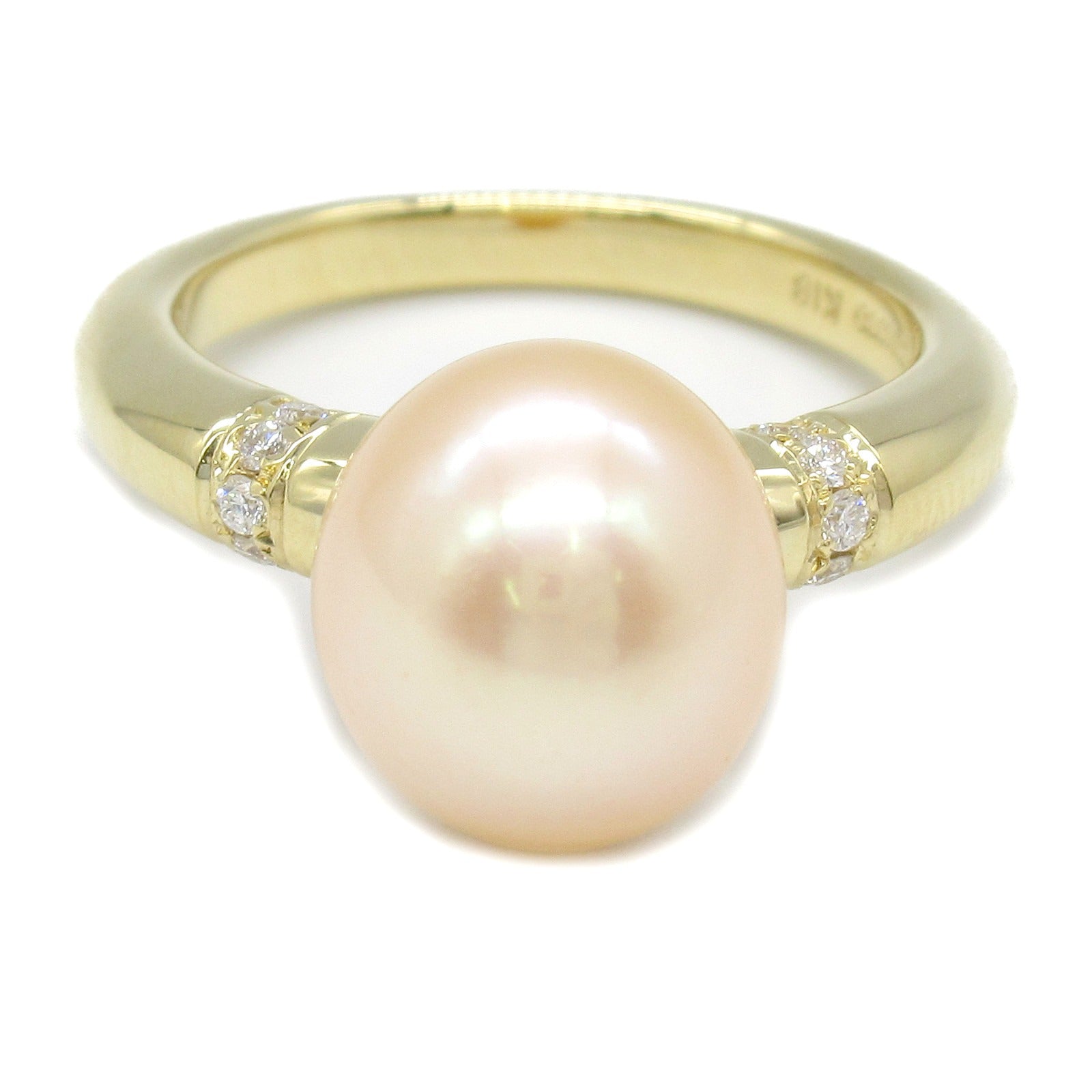 Mikimoto Freshwater Pearl Diamond Ring K18 YG