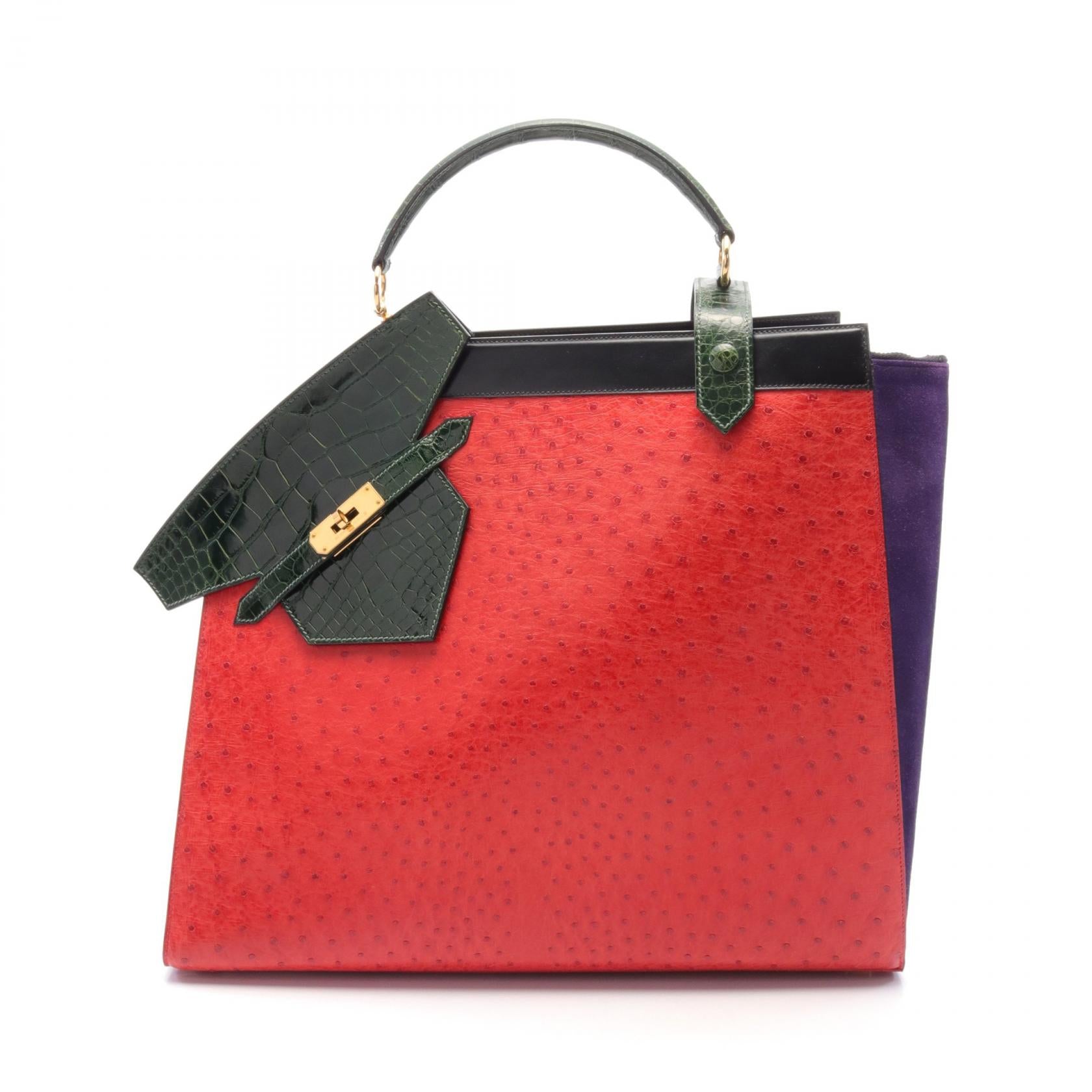 Hermes Himalaya Multicolor Exotic Leather Suede Handbag