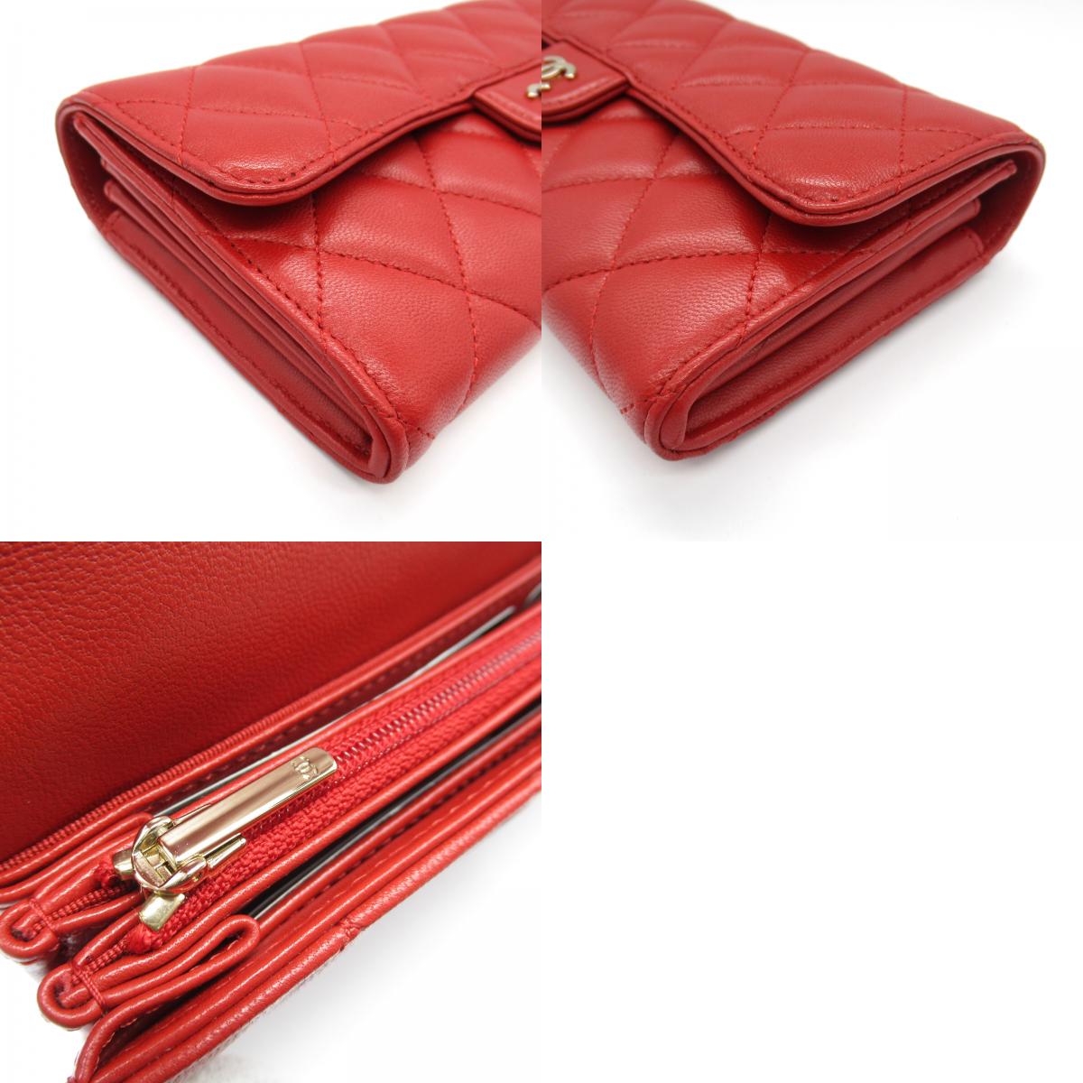 Chanel Matelasse Lambskin Bifold Wallet Red