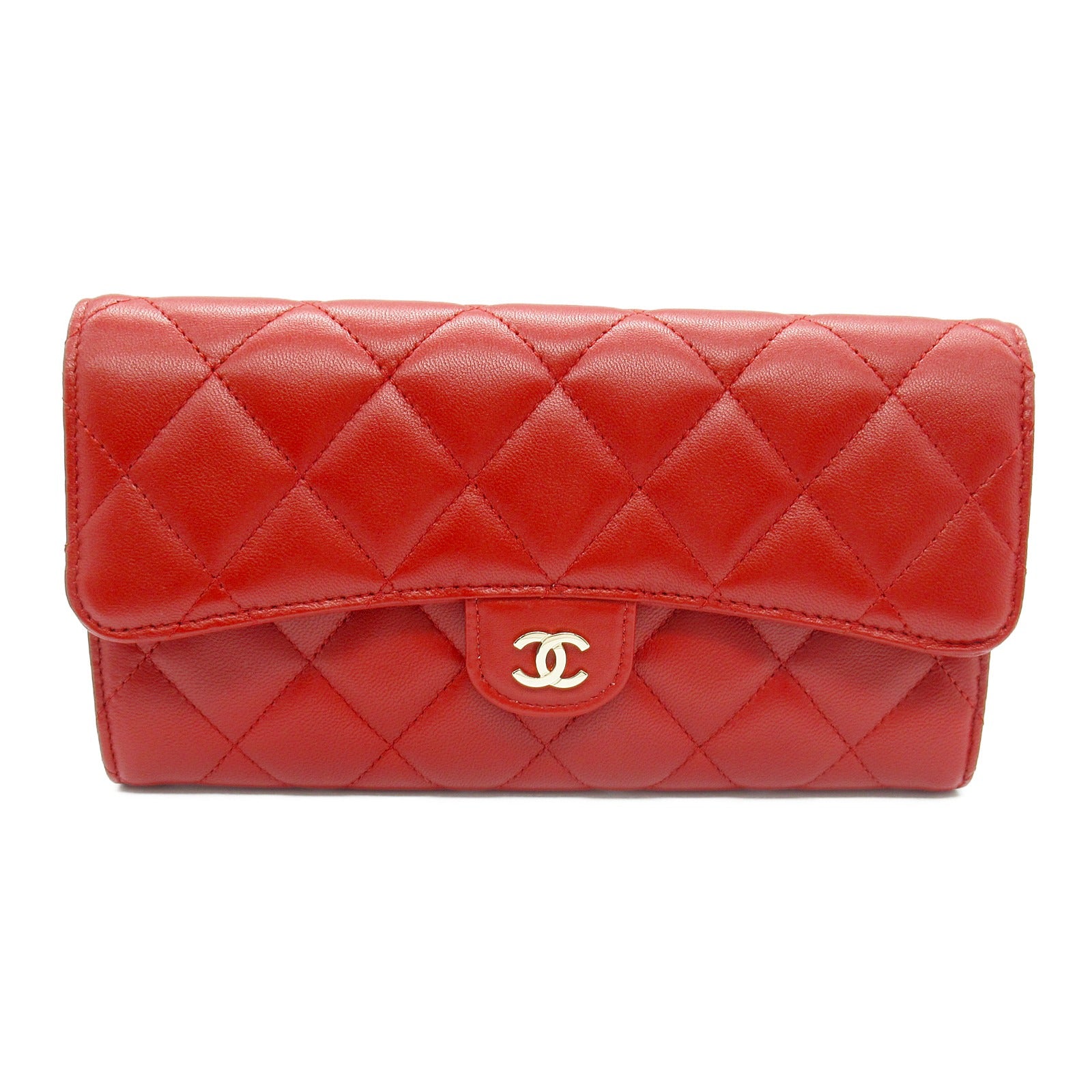 Chanel Matelasse Lambskin Bifold Wallet Red