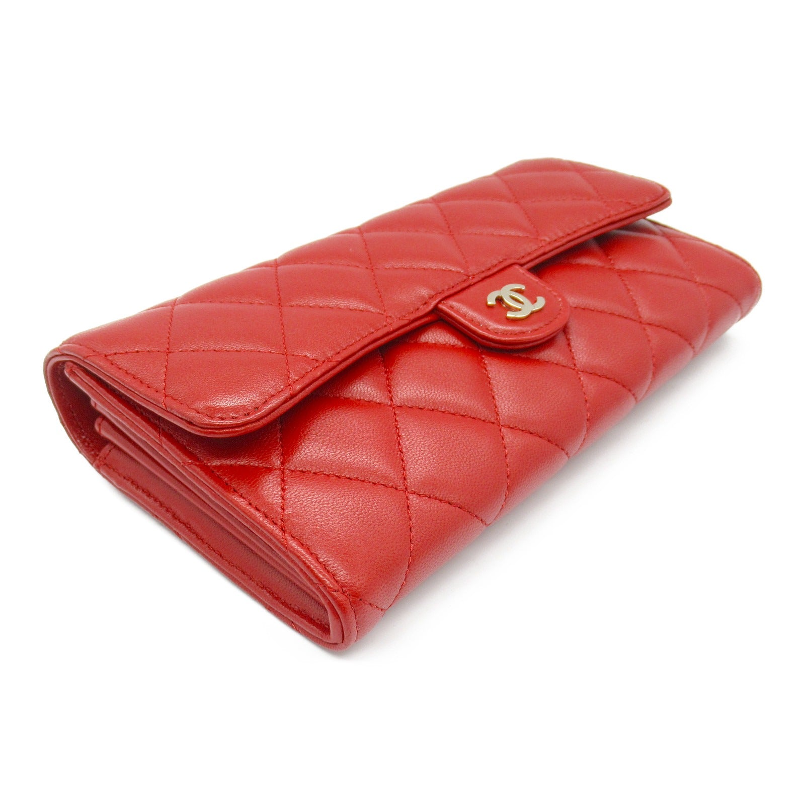 Chanel Matelasse Lambskin Bifold Wallet Red