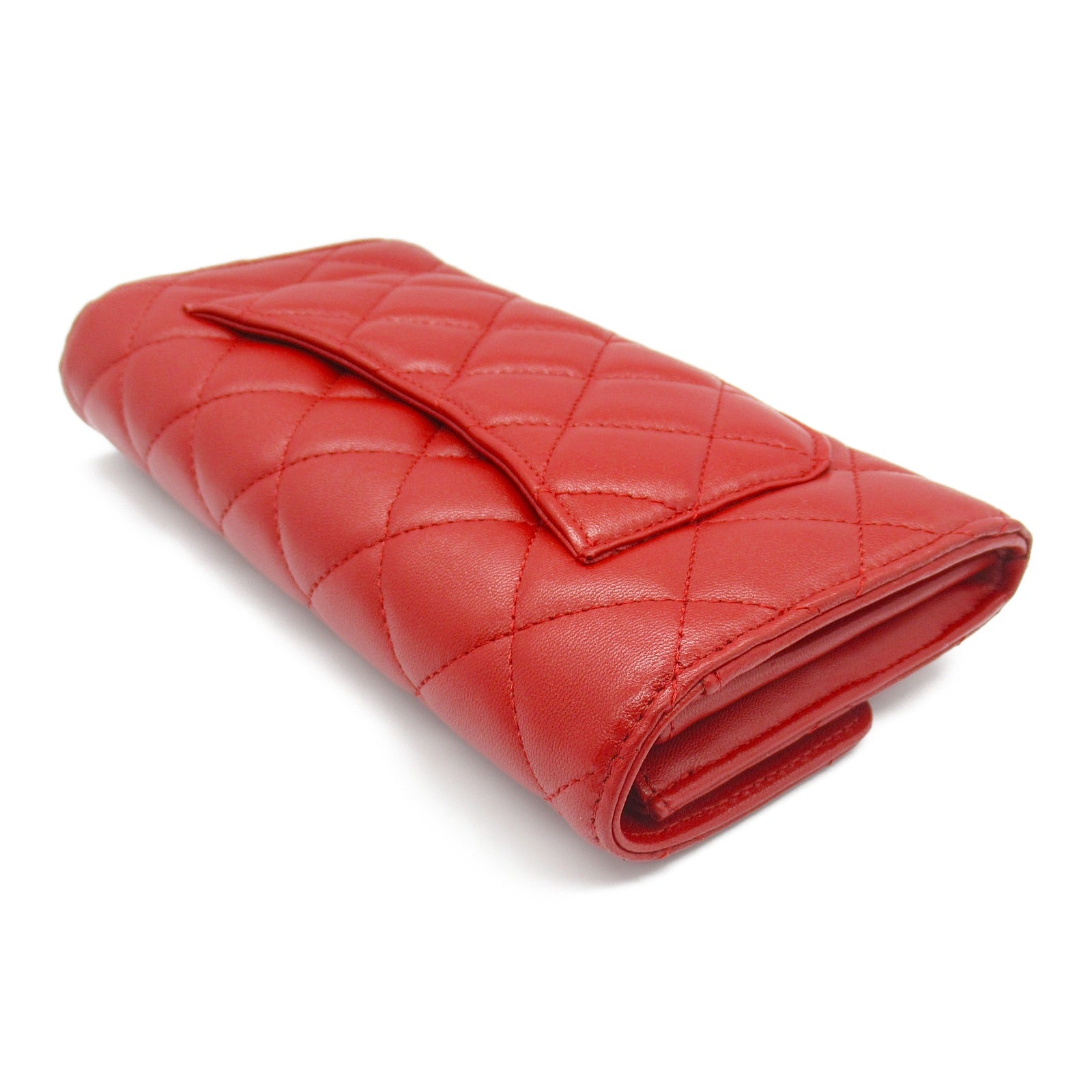 Chanel Matelasse Lambskin Bifold Wallet Red