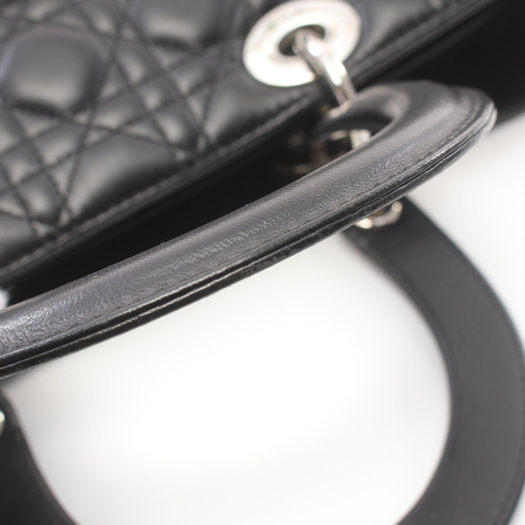 Dior Lady Dior Cannage Leather Handbag Black