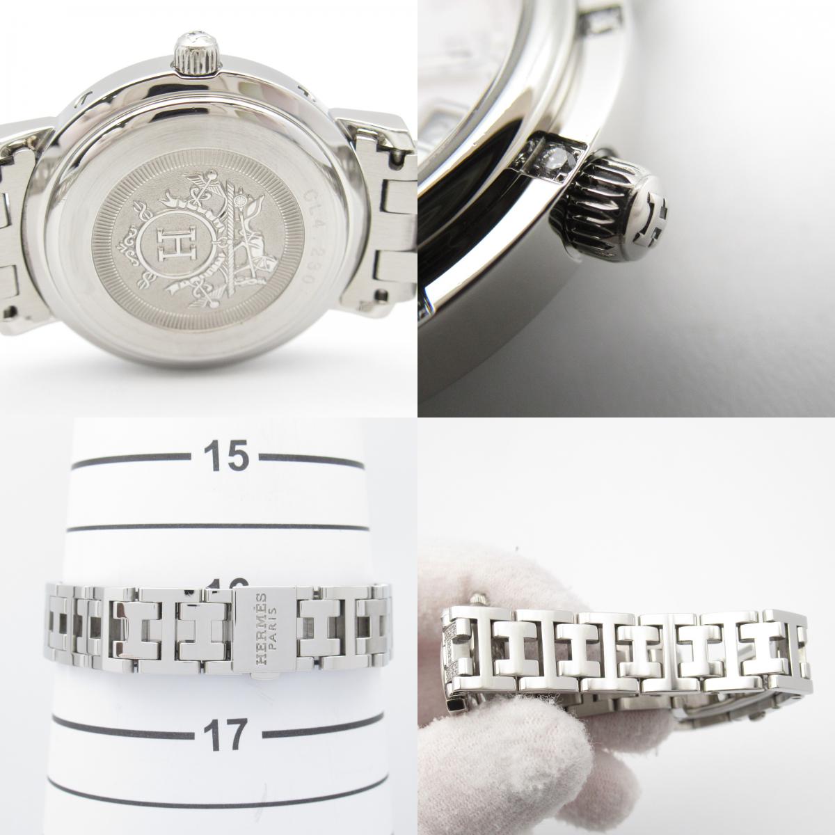 Hermes Clipper Nacre Diamond Quartz Watch