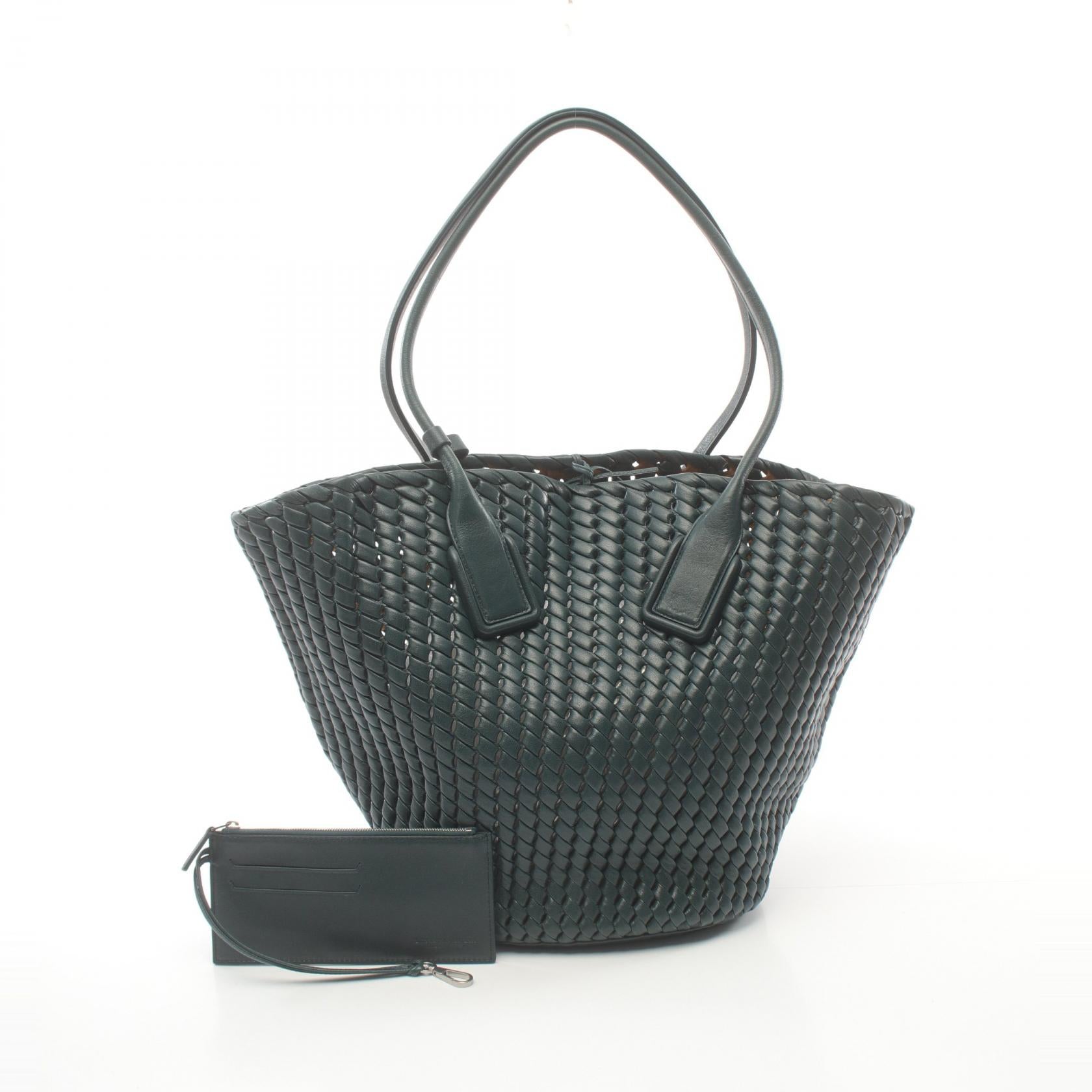 Bottega Veneta Leather Tote Bag Green