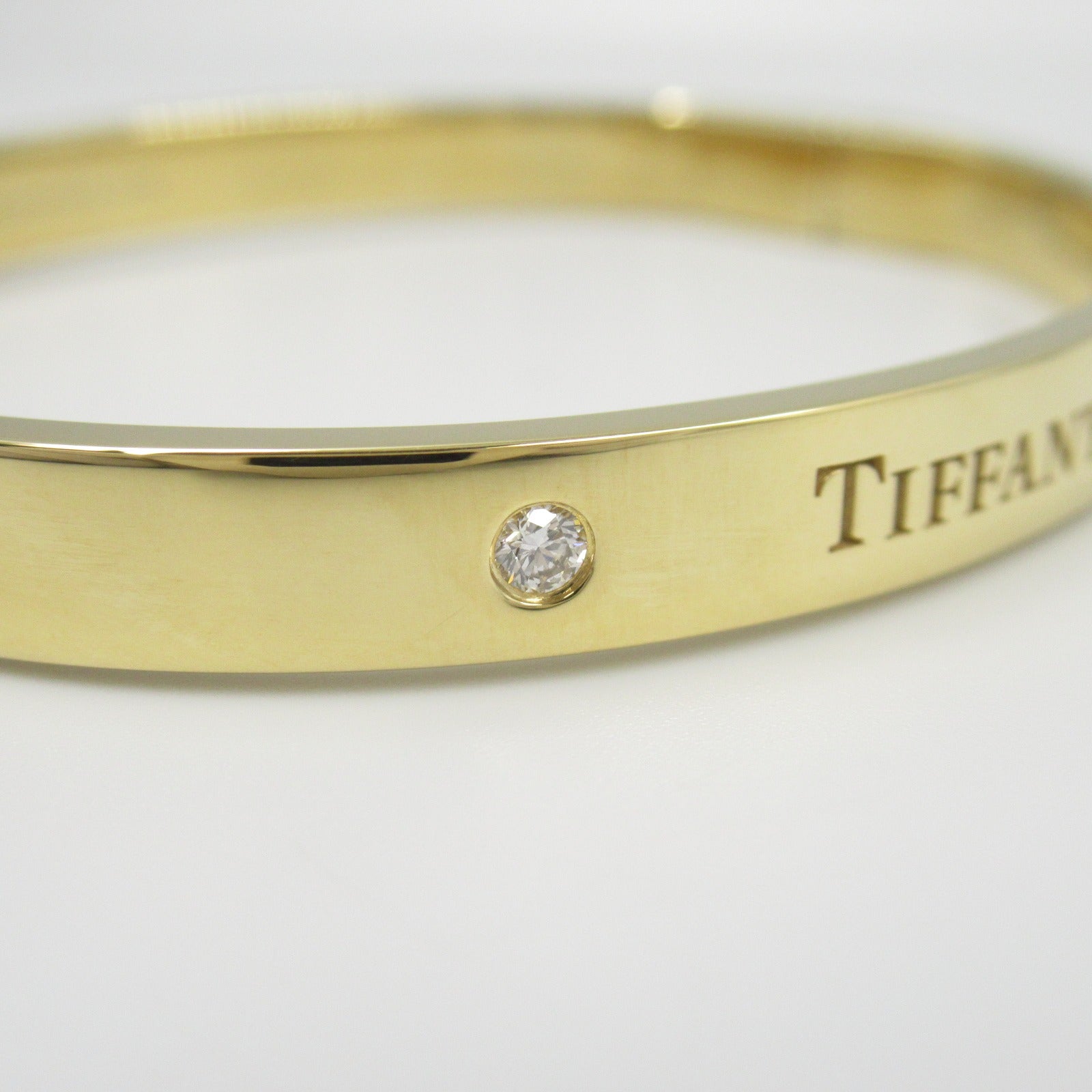 Tiffany & Co Diamond K18 Yellow Gold Hinge Bangle Bracelet