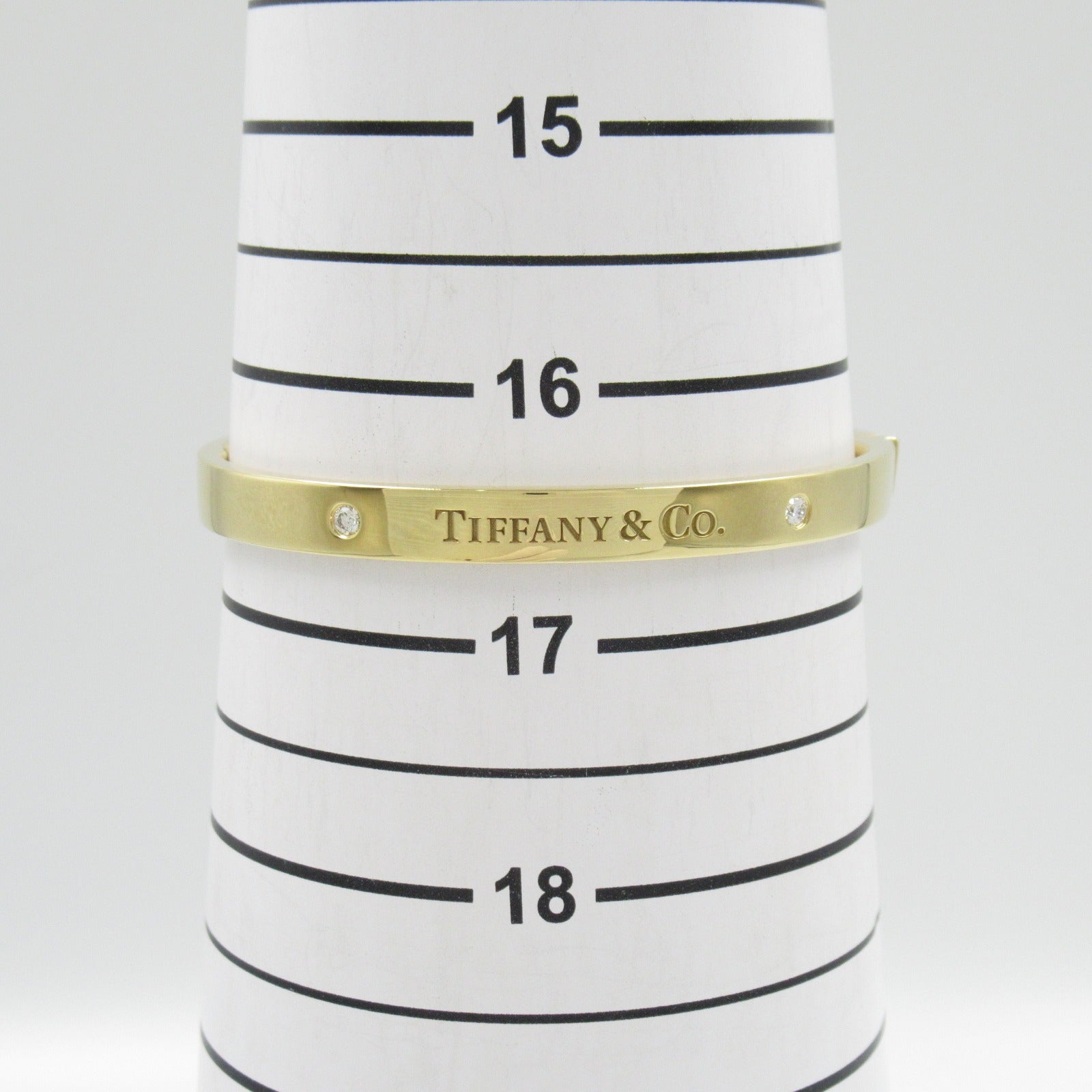 Tiffany & Co Diamond K18 Yellow Gold Hinge Bangle Bracelet