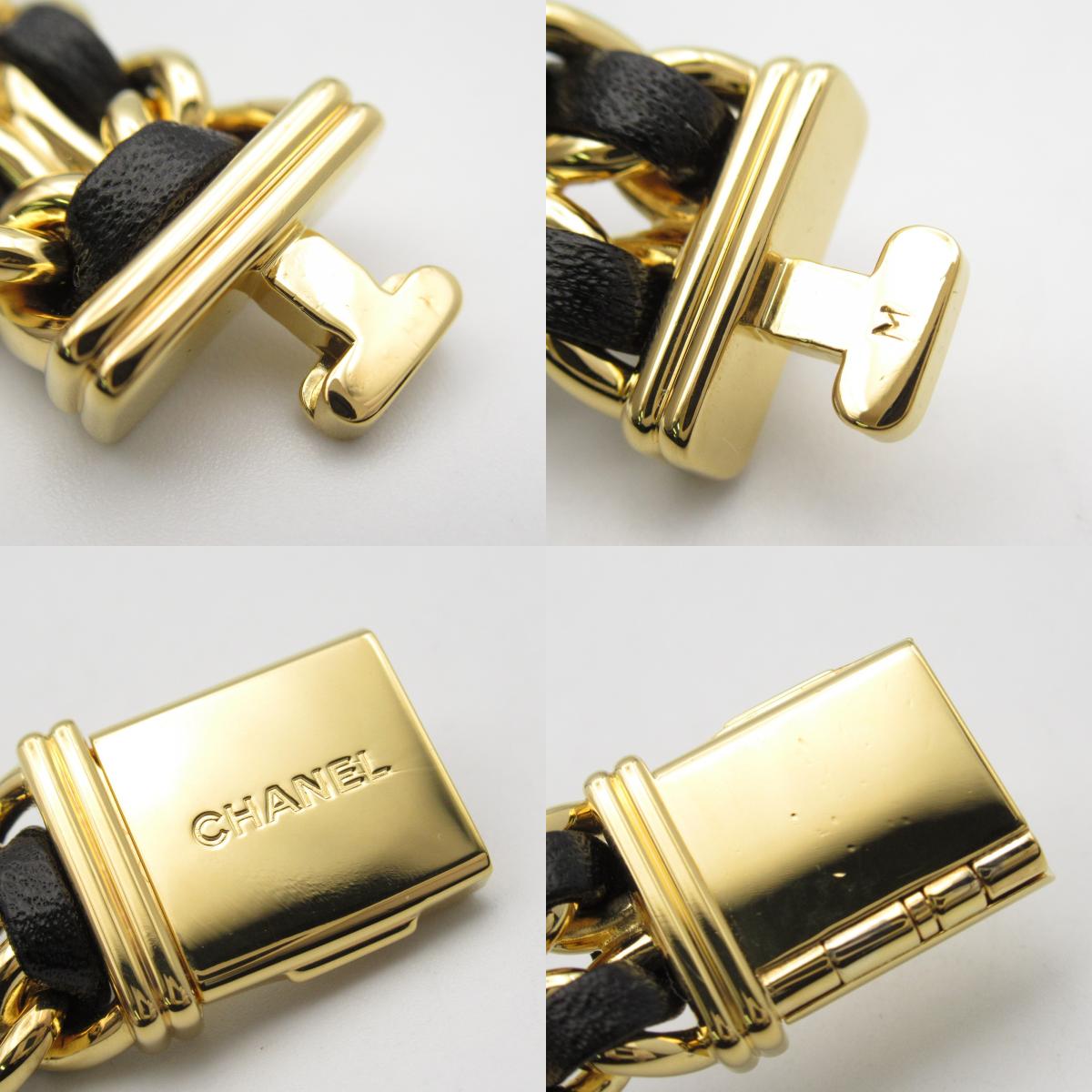 Chanel Premiere M Watch Gold Plated Leather Quartz H0001