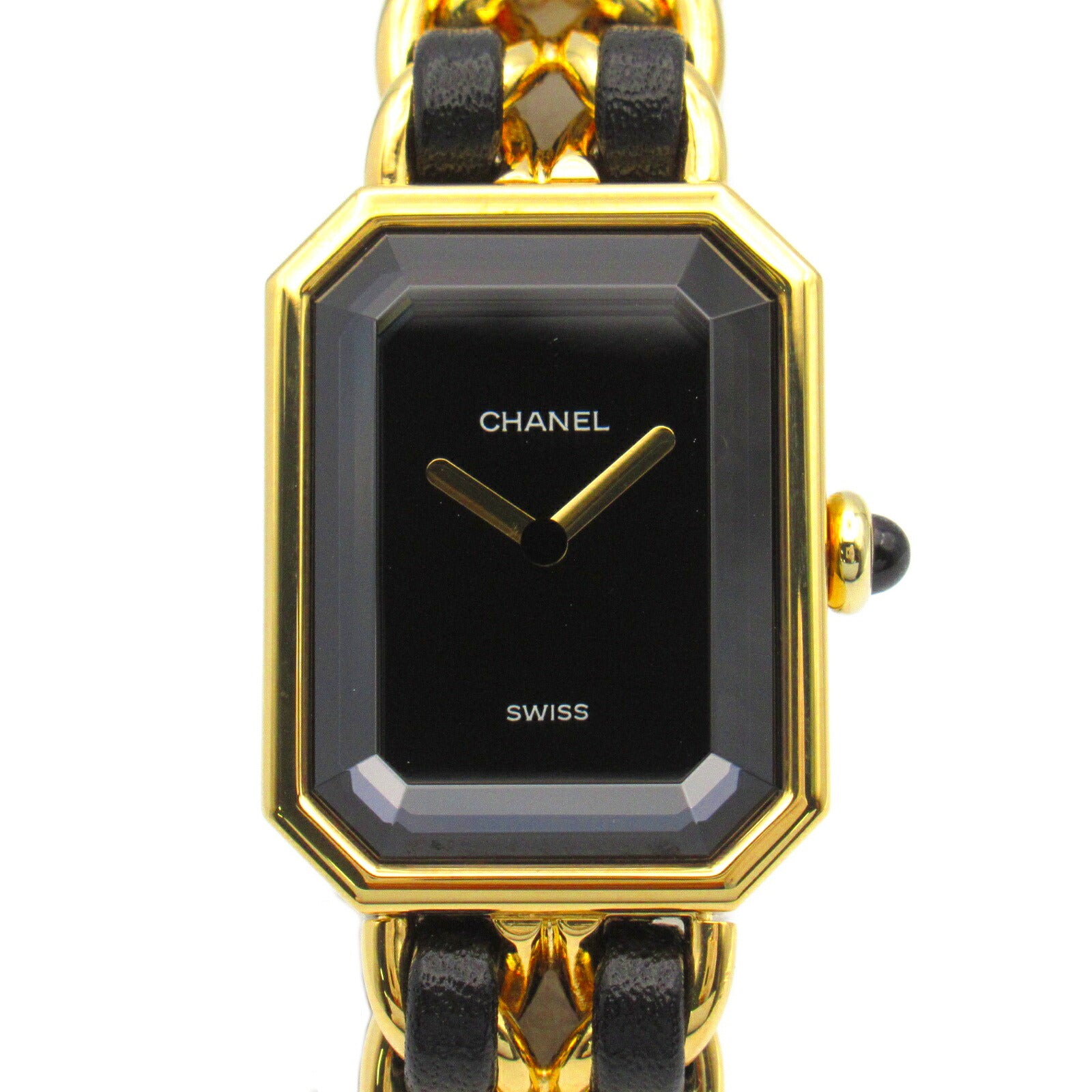 Chanel Premiere M Watch Gold Plated Leather Quartz H0001