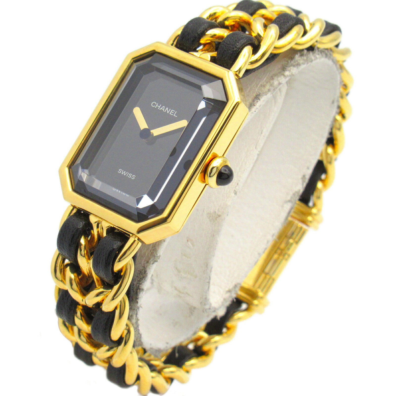 Chanel Premiere M Watch Gold Plated Leather Quartz H0001